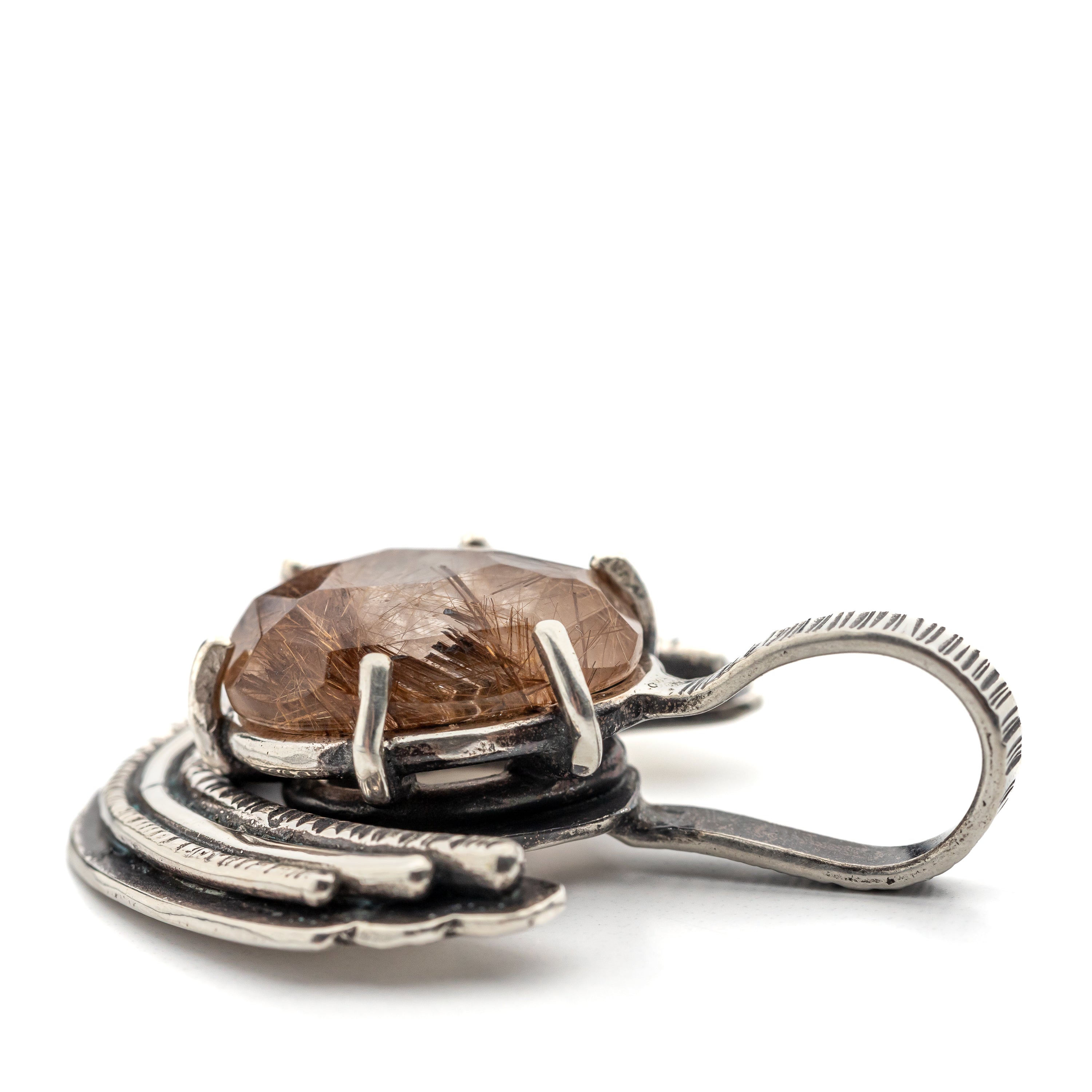 Rutilated Quartz Prong Set Pendant