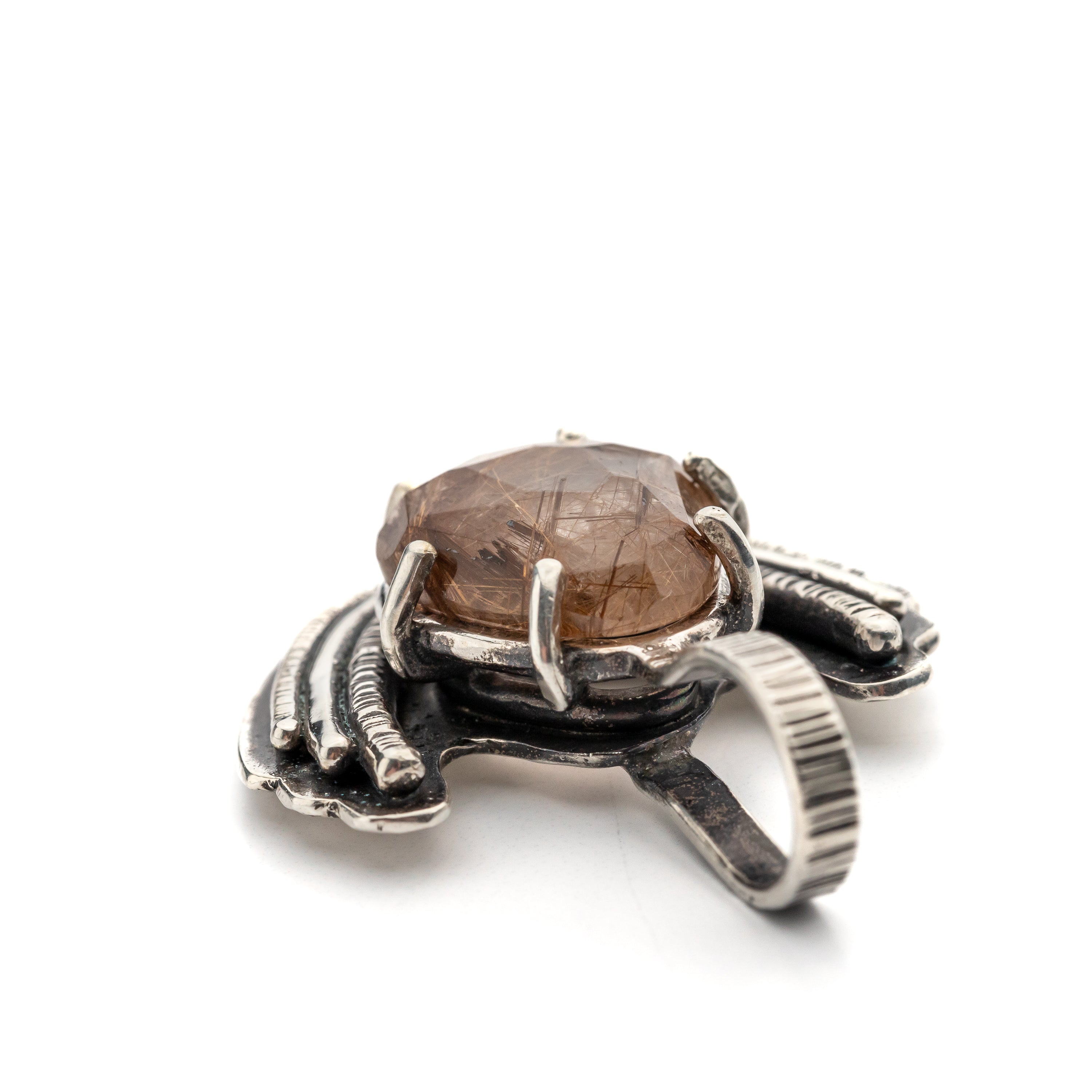 Rutilated Quartz Prong Set Pendant