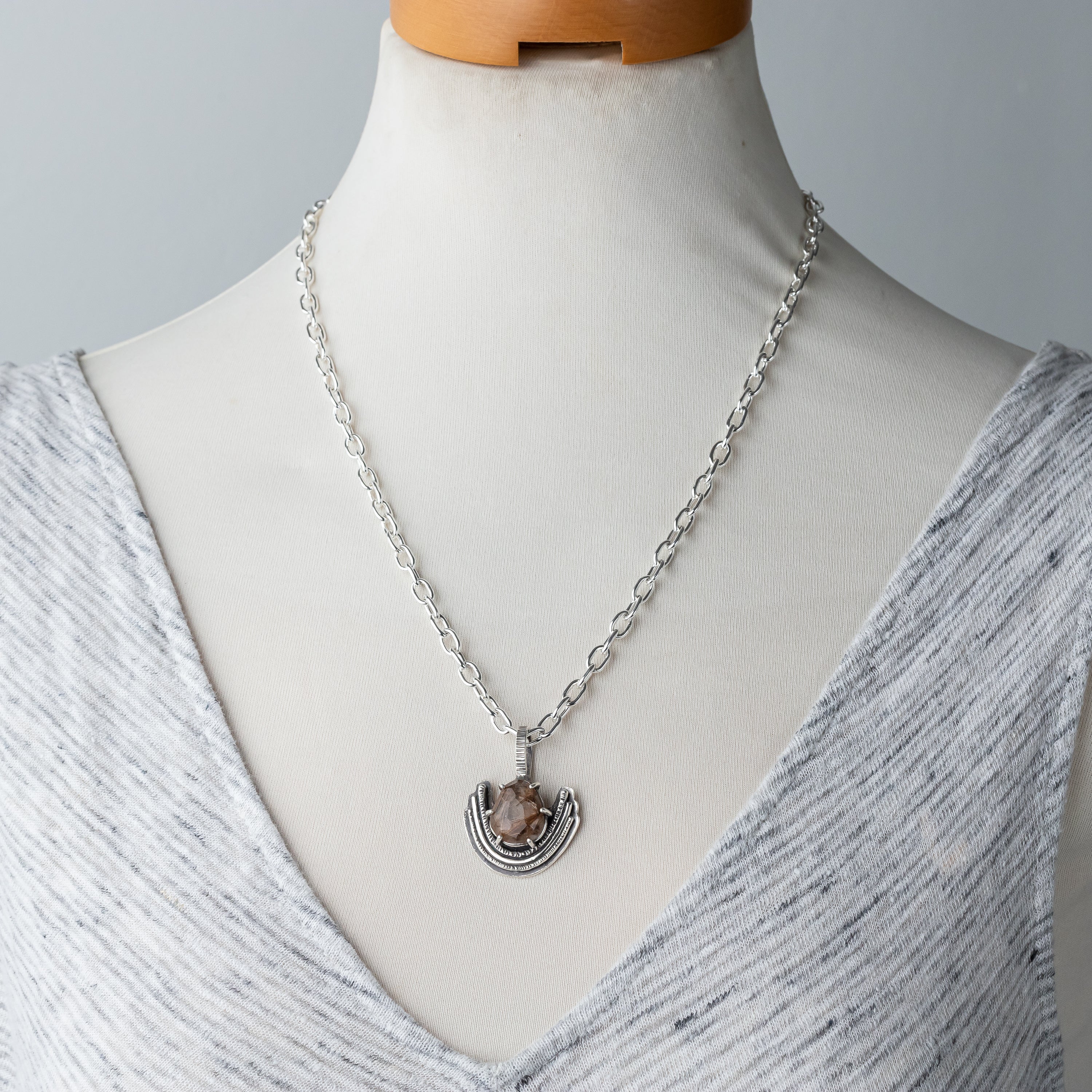 Rutilated Quartz Prong Set Pendant
