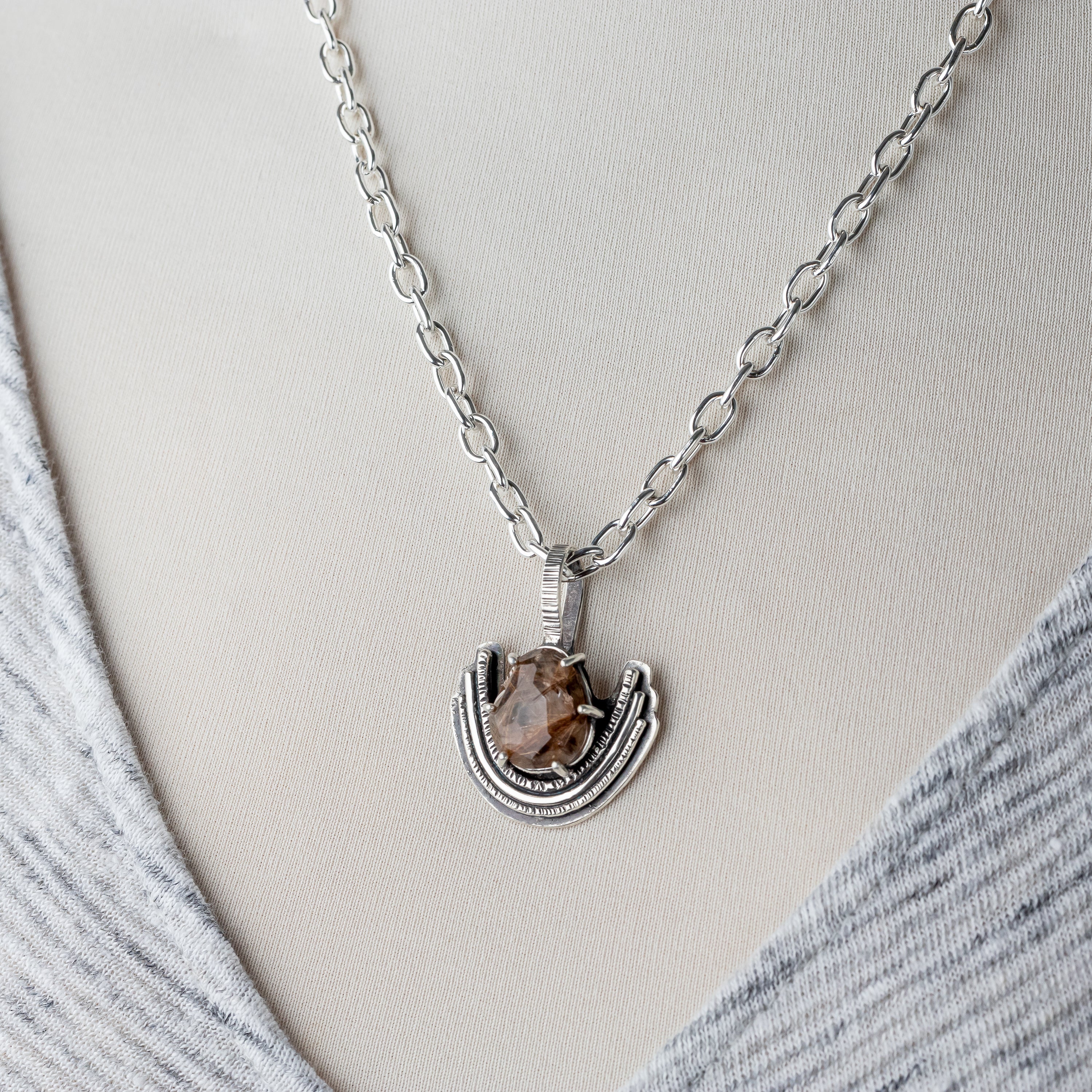 Rutilated Quartz Prong Set Pendant