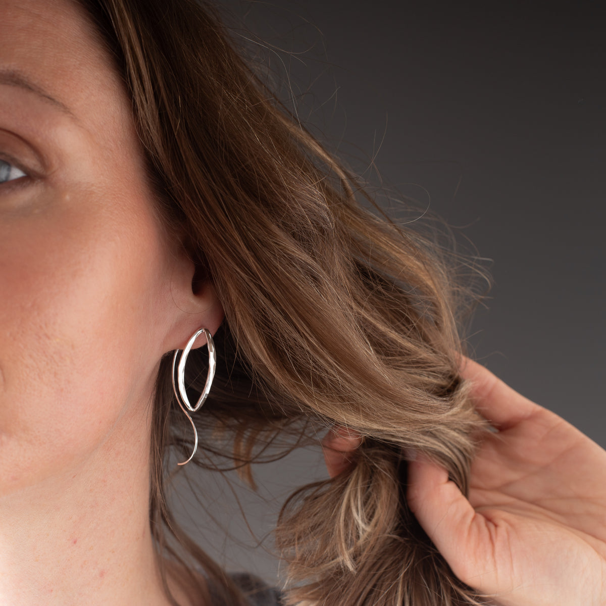 Sculptural Silver Leaf Pod Earrings