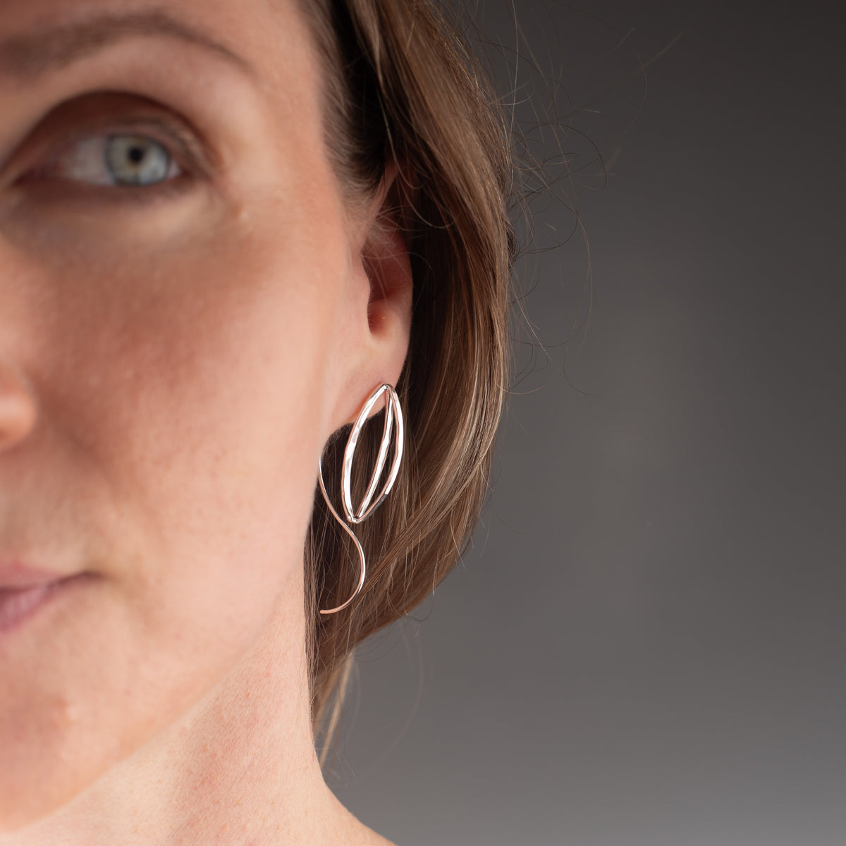 Sculptural Silver Leaf Pod Earrings