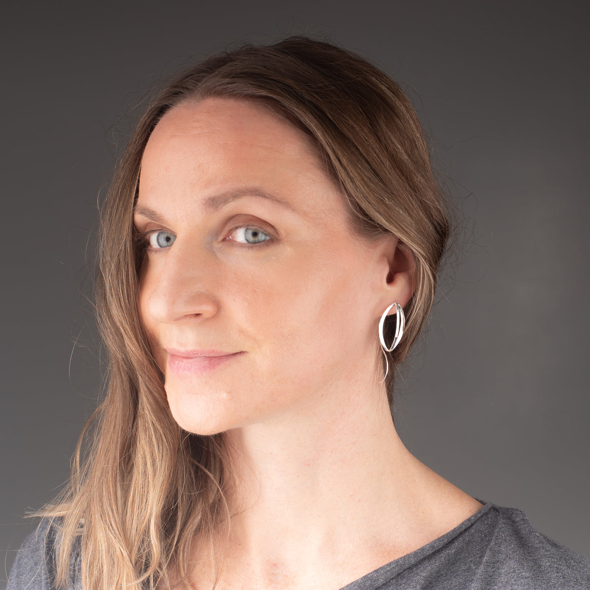 Sculptural Silver Leaf Pod Earrings