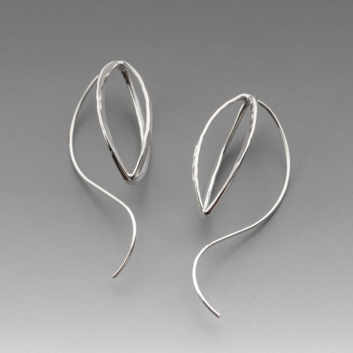 Sculptural Silver Leaf Pod Earrings