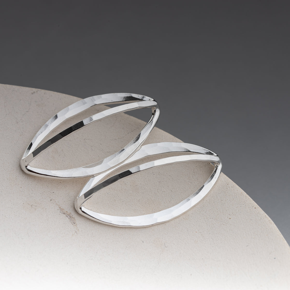 Sculptural Silver Leaf Pod Earrings