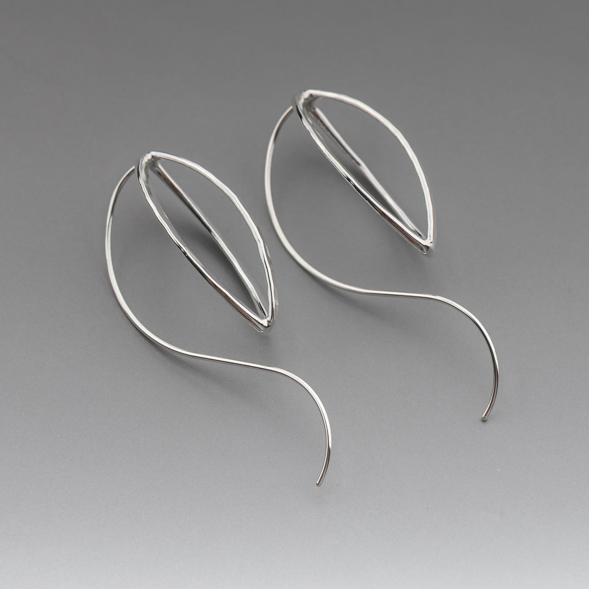 Sculptural Silver Leaf Pod Earrings