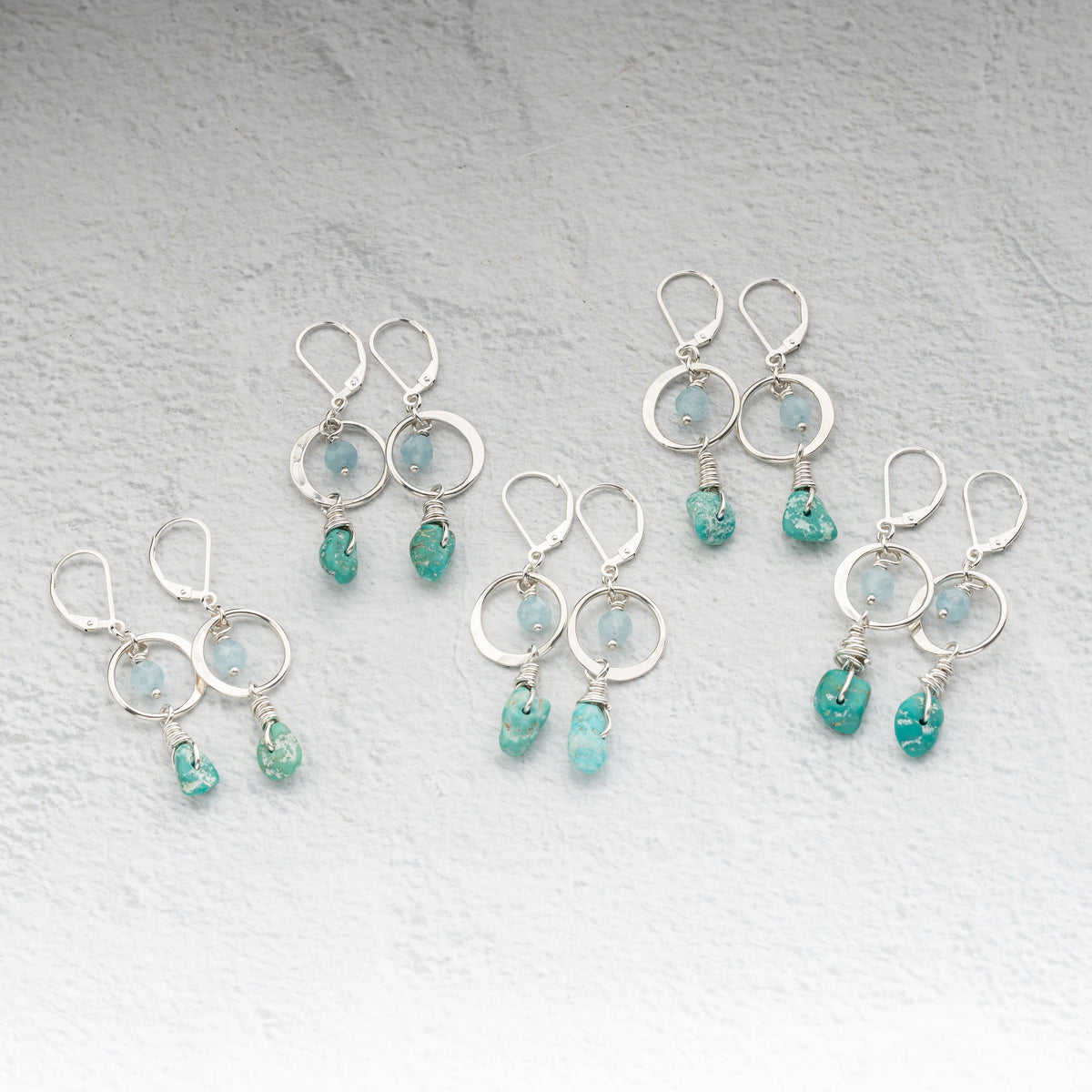 Kingman Turquoise and Aquamarine Earrings