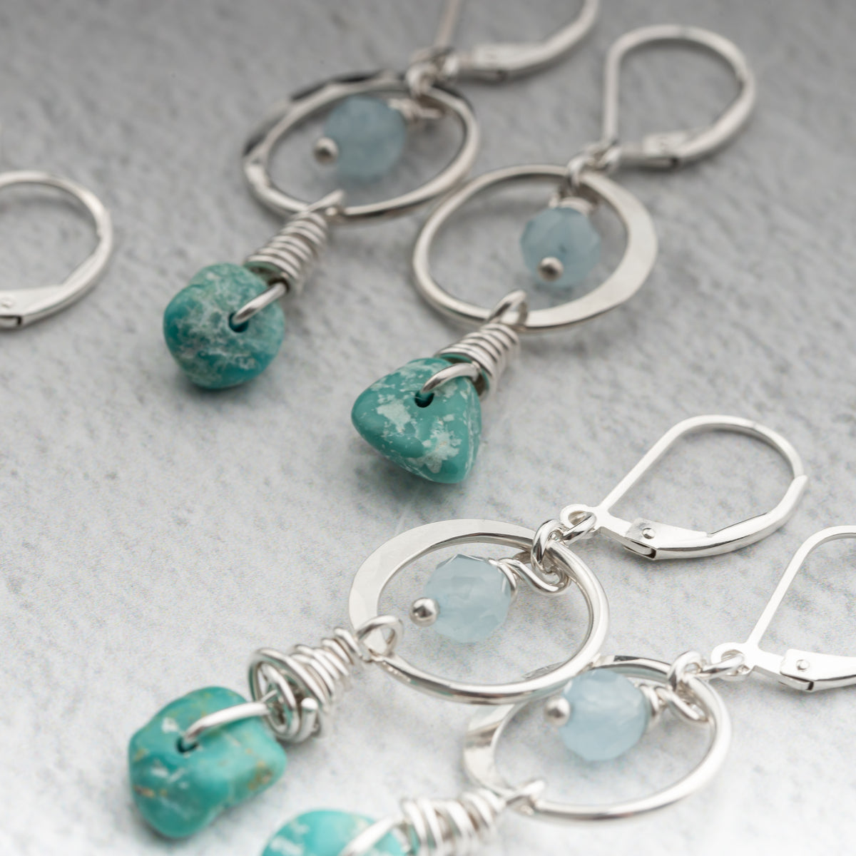 Kingman Turquoise and Aquamarine Earrings