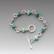 Kingman Turquoise and Aquamarine Wrapped Bracelet