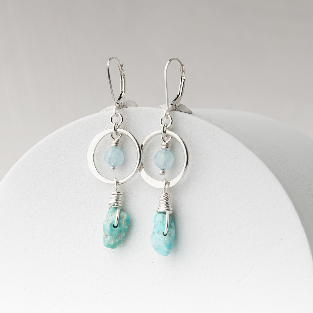 Kingman Turquoise and Aquamarine Earrings