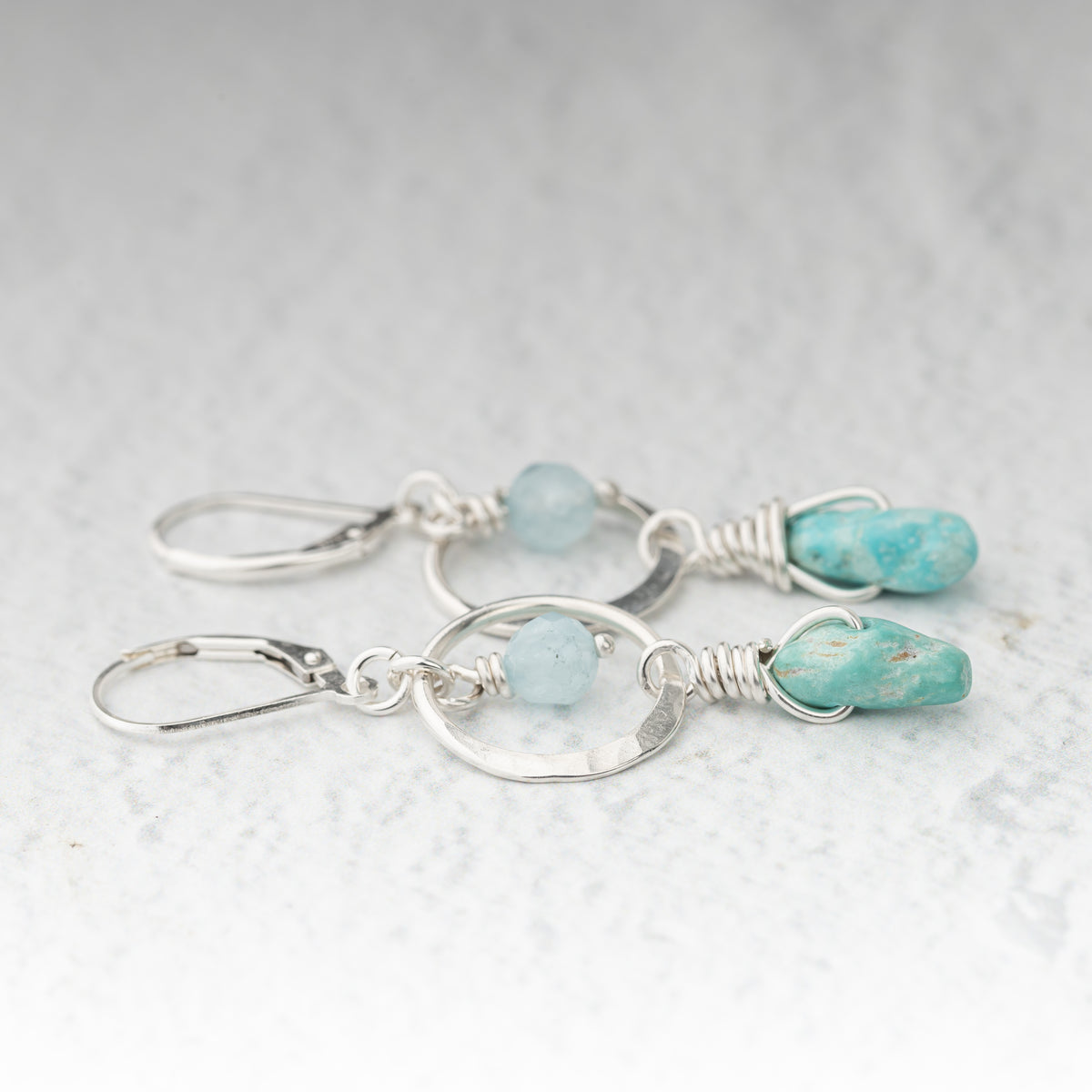Kingman Turquoise and Aquamarine Earrings