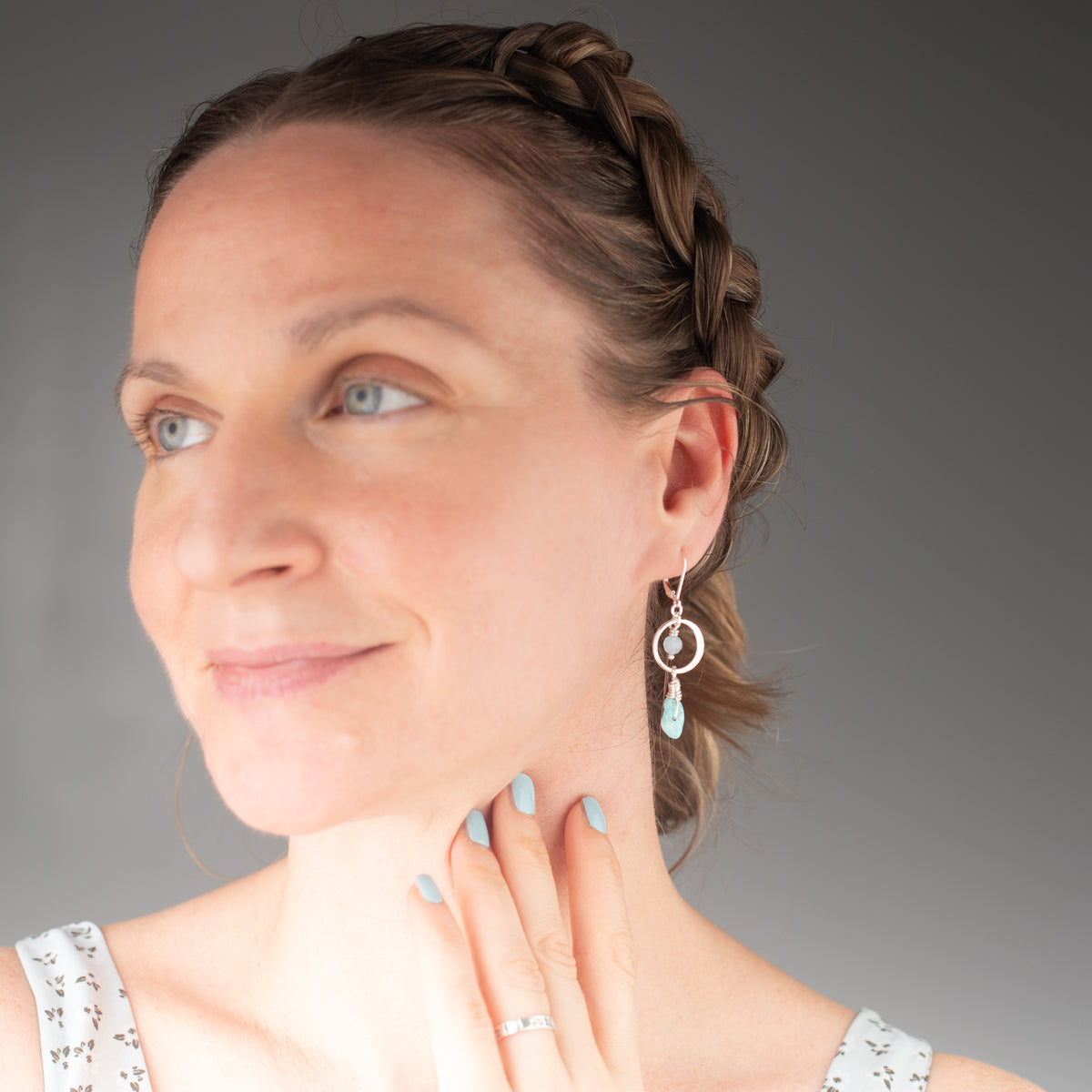 Kingman Turquoise and Aquamarine Earrings