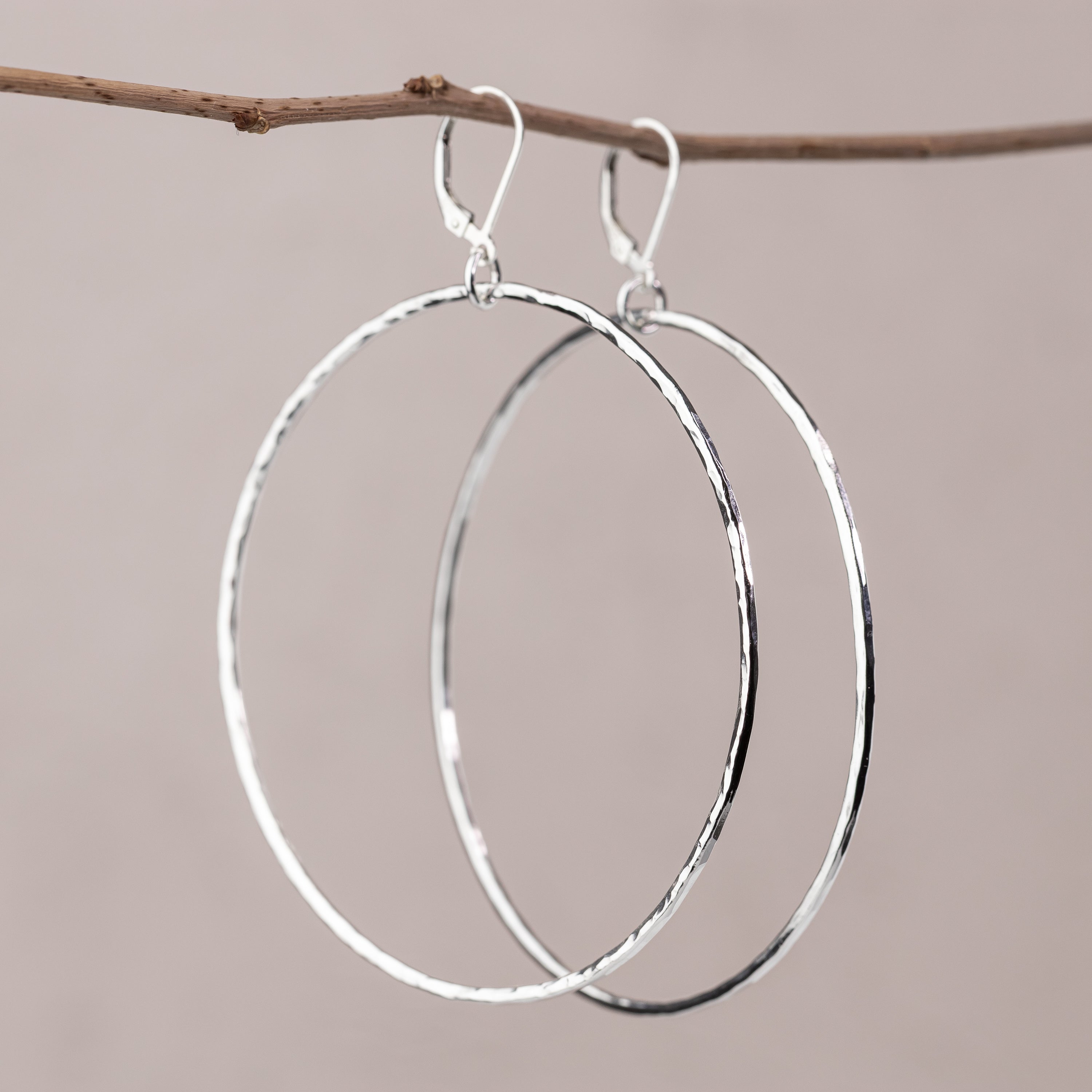 Handmade Sterling Silver Big Circle Lever Back Earrings – Lizardi