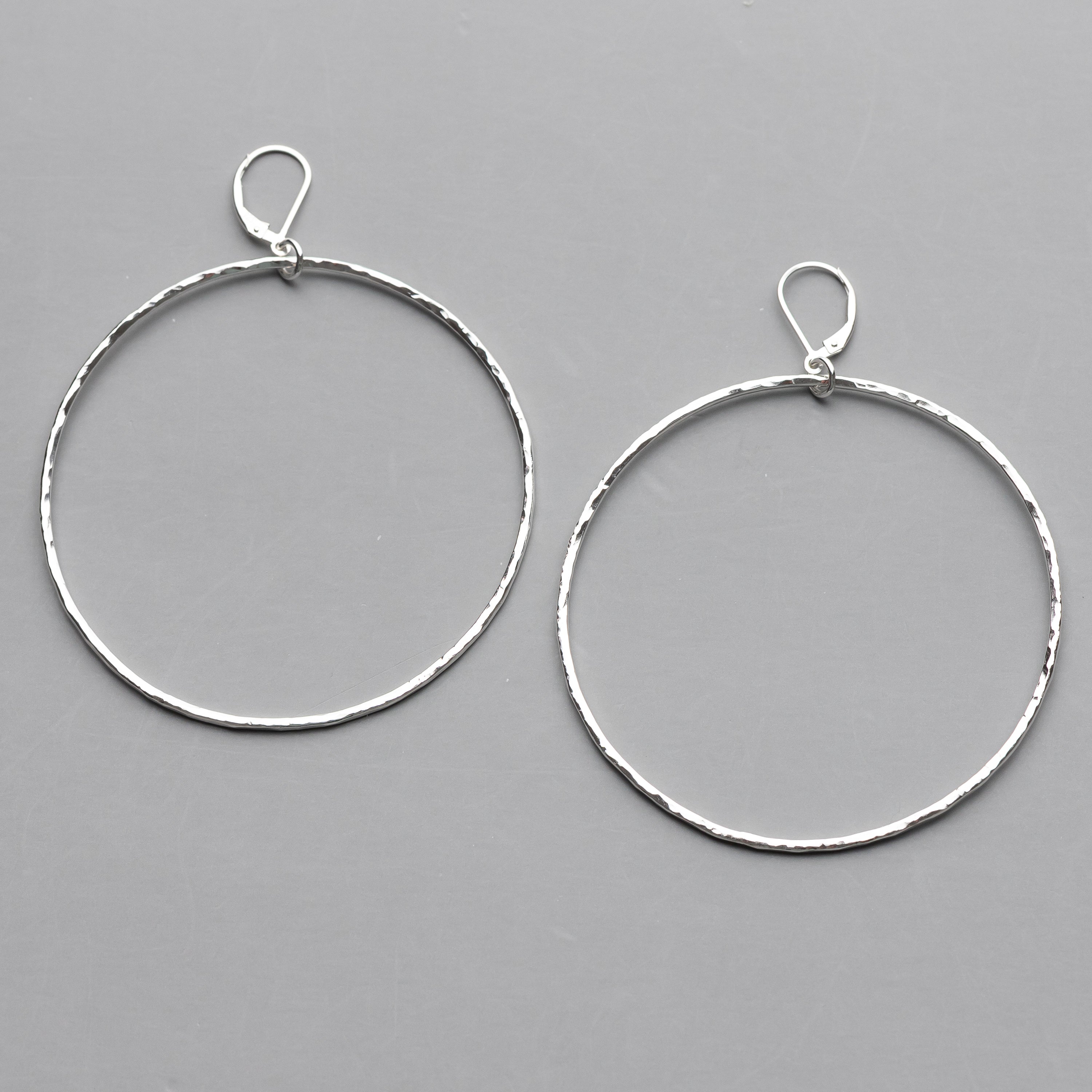 Handmade Sterling Silver Big Circle Lever Back Earrings – Lizardi