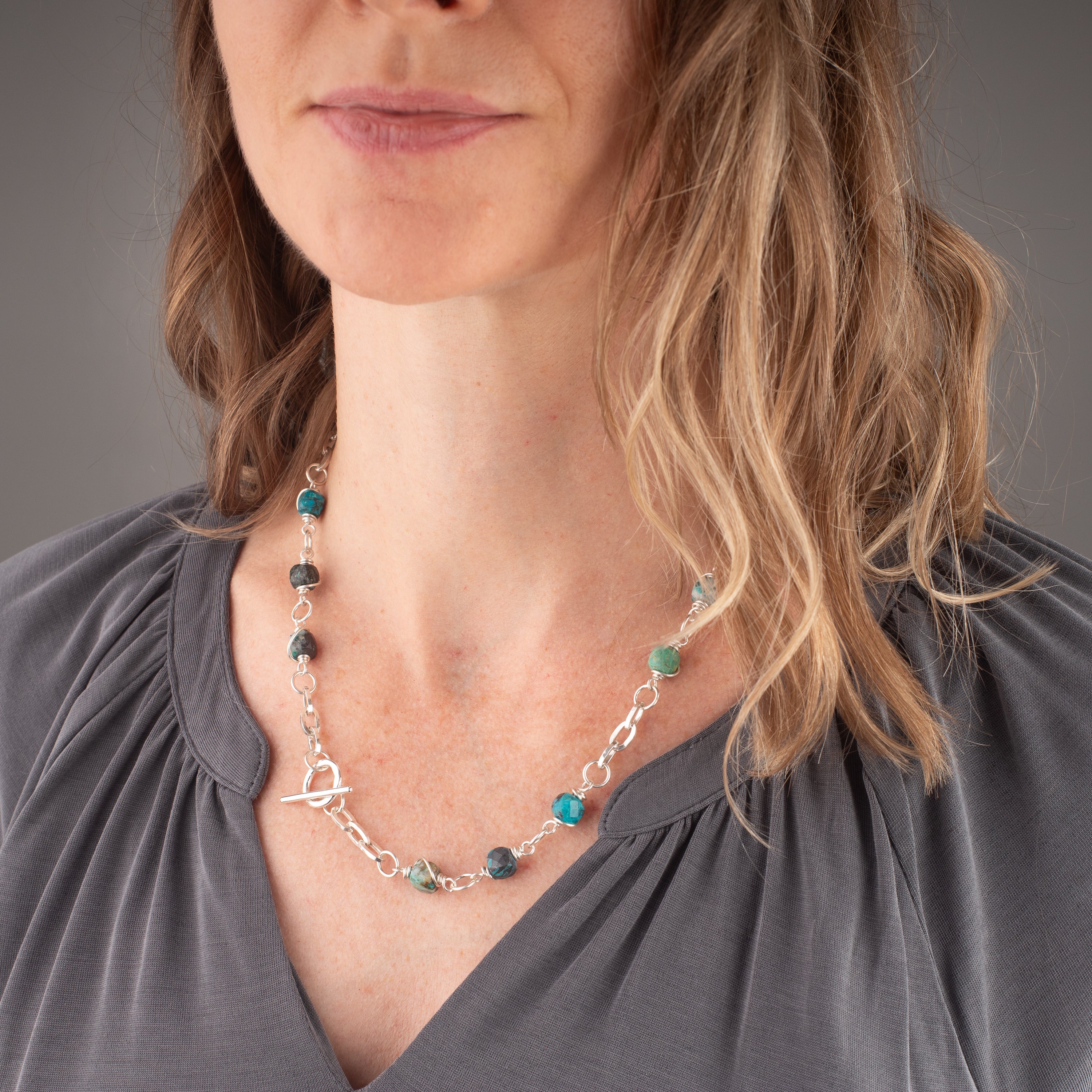 Chrysocolla Wire Wrapped Chain
