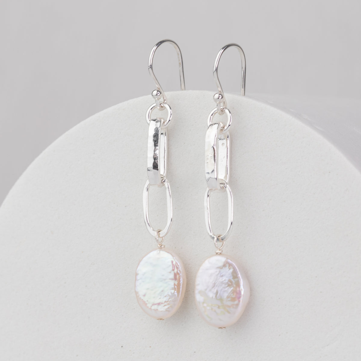 Oval Freshwater Pearl Dangle Earrings