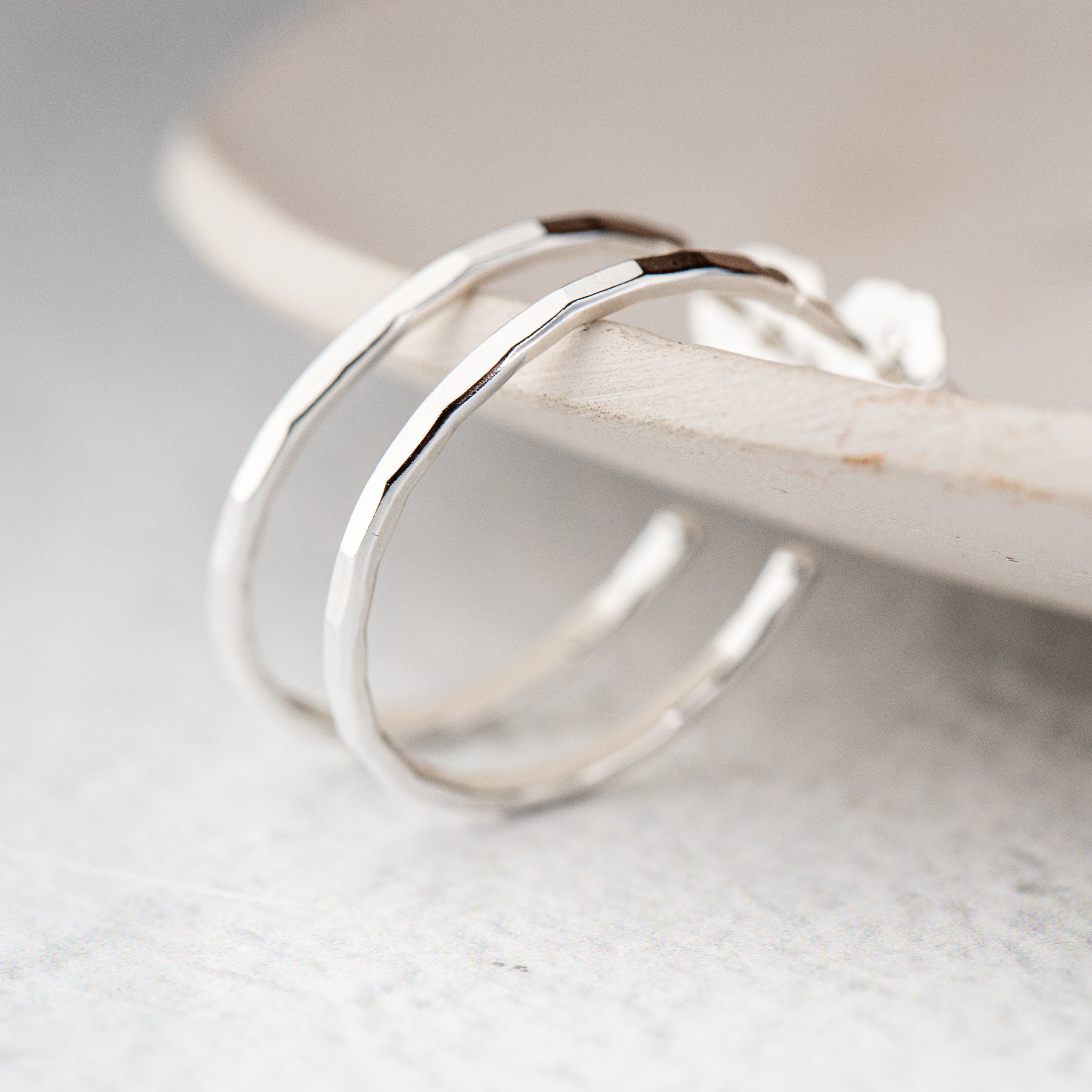 3/4 inch thin silver hoop earrings lightweight handmade