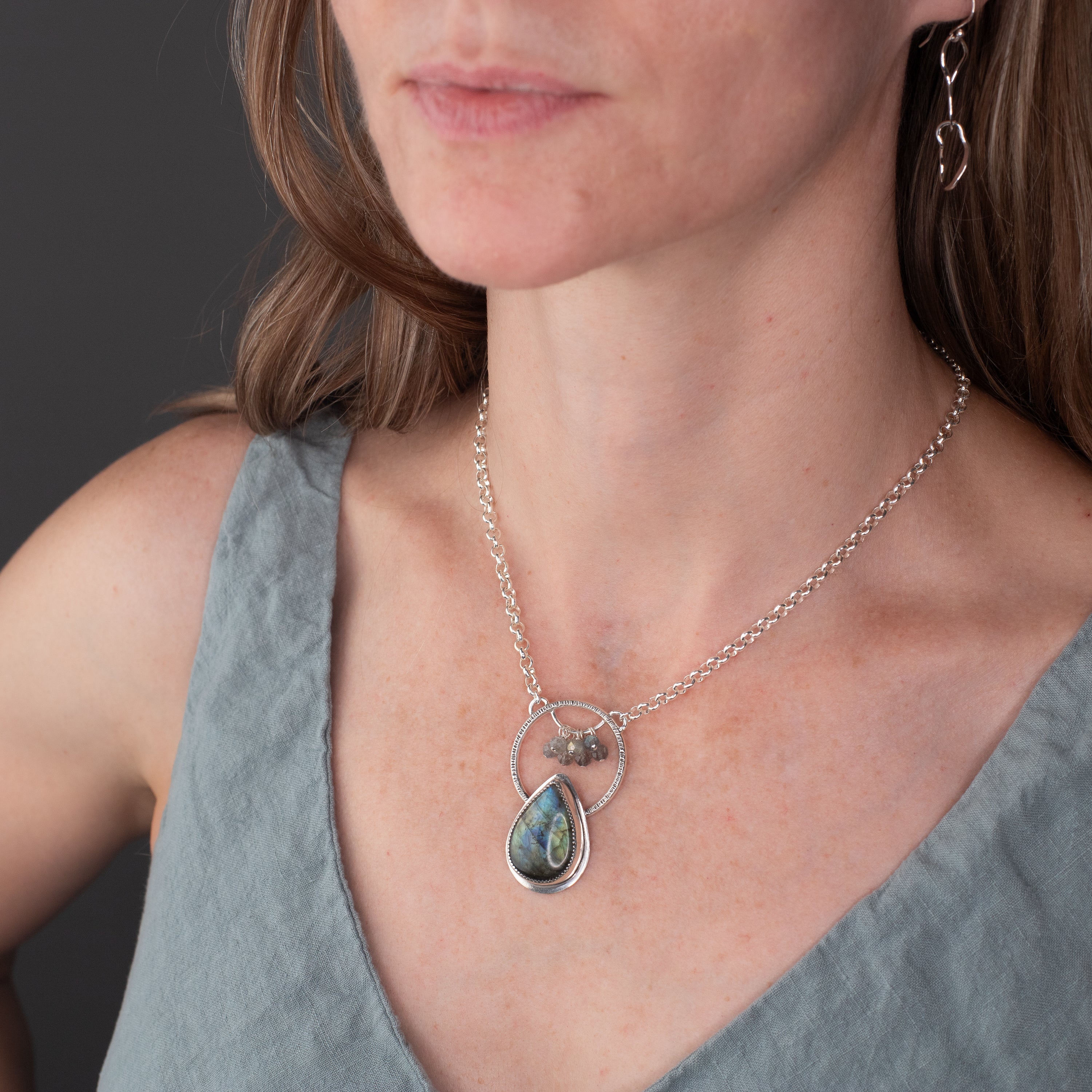 Labradorite Dangle Pendant Necklace