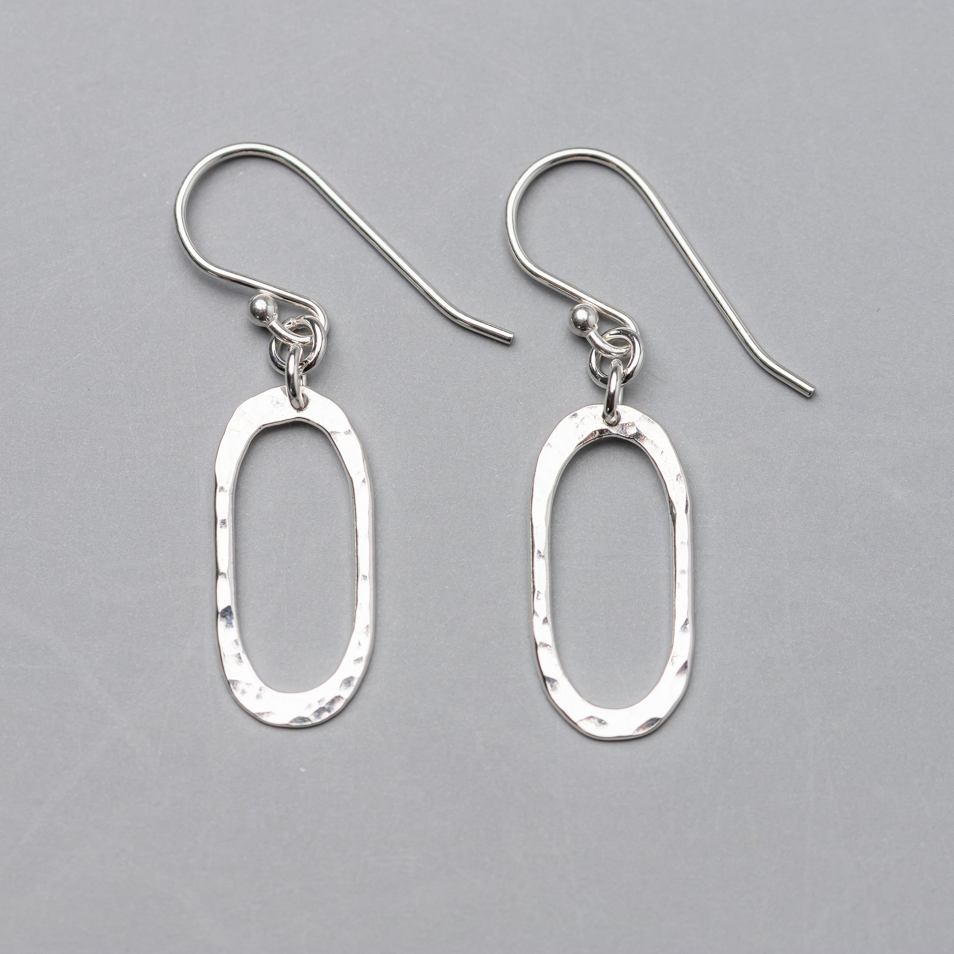 Handmade Argentium silver oval earrings