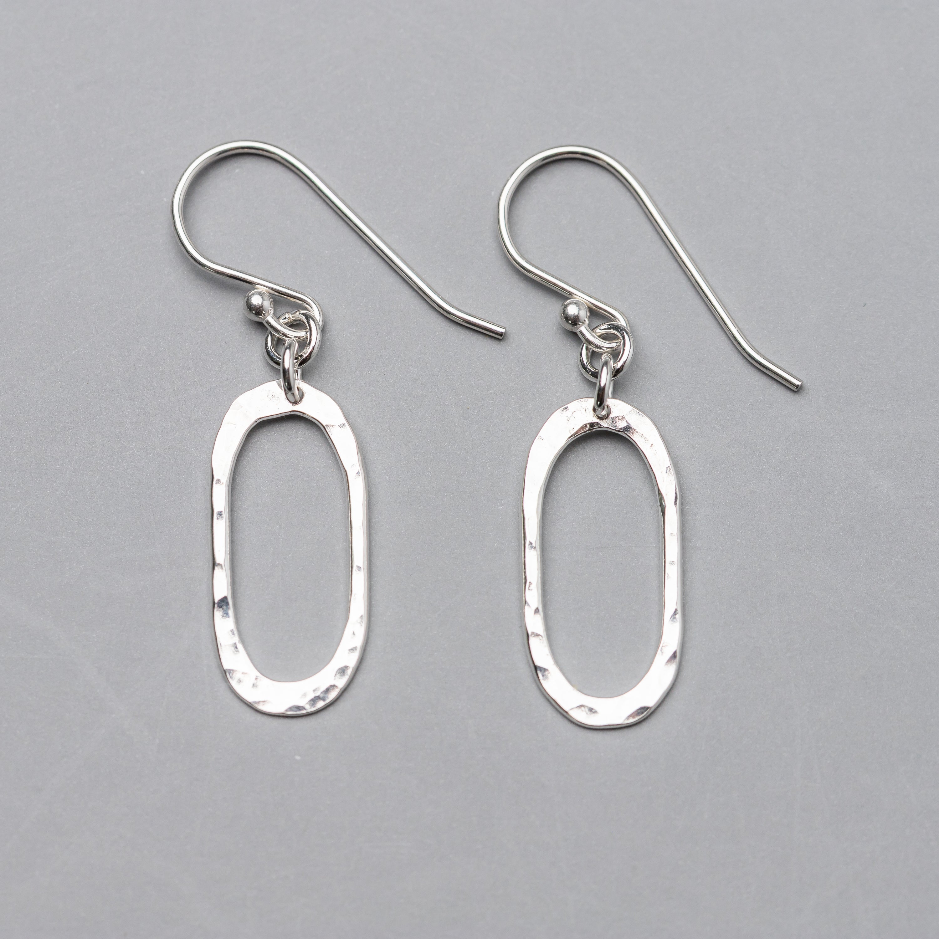 Handmade Argentium silver oval earrings