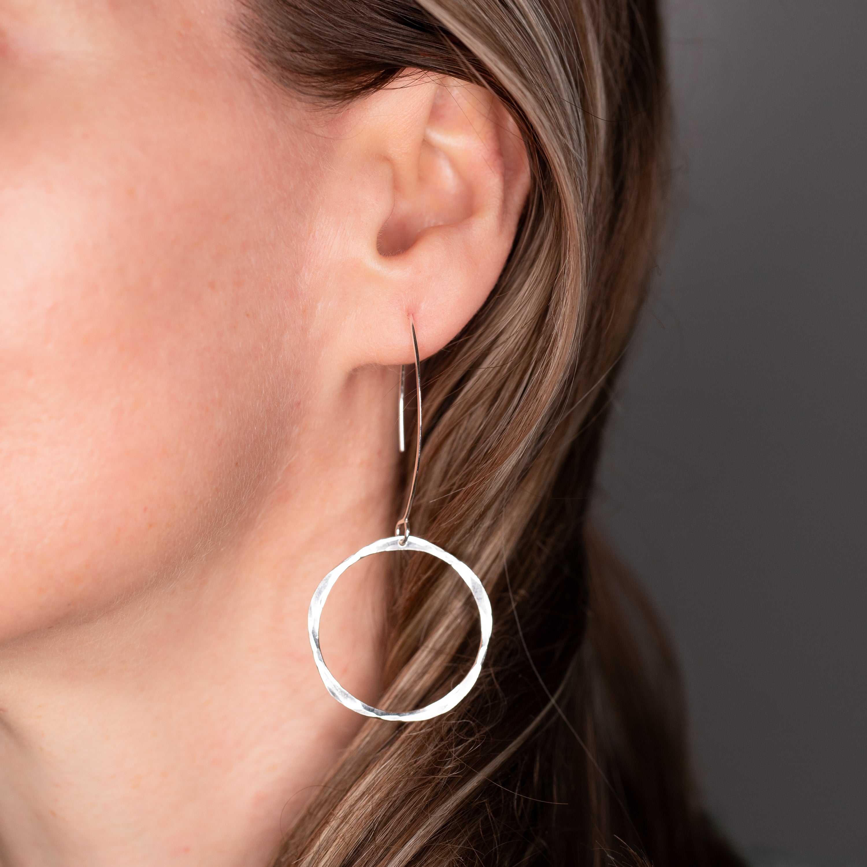 Open Circle Earrings with Long Ear Wires