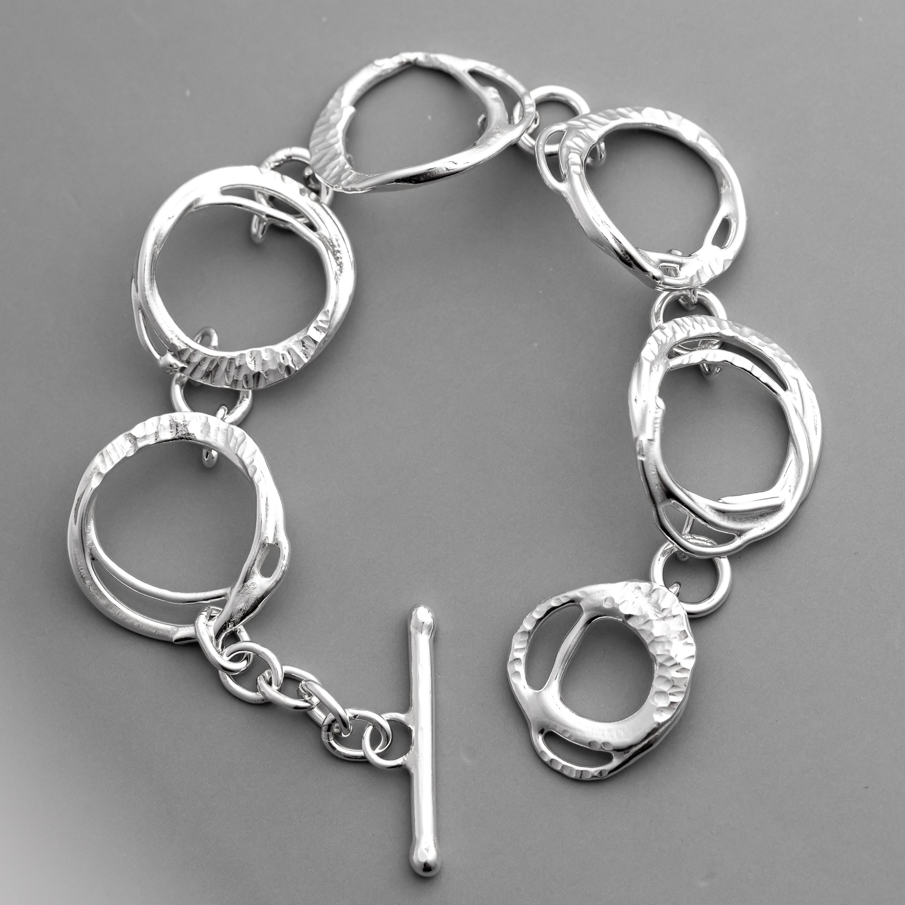 Heavy Silver Organic Link Toggle Bracelet