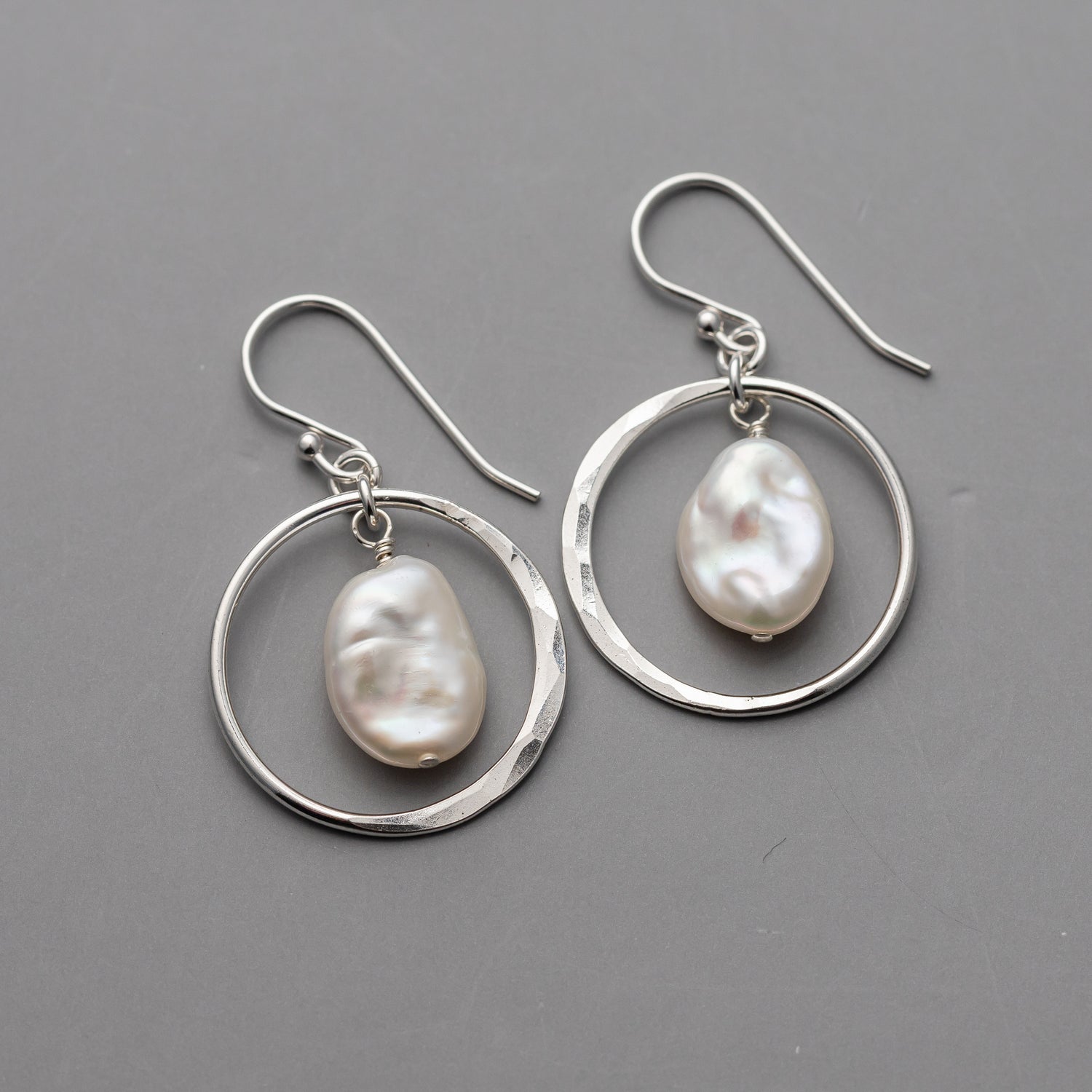handmade sterling silver and freshwater pearl earrings