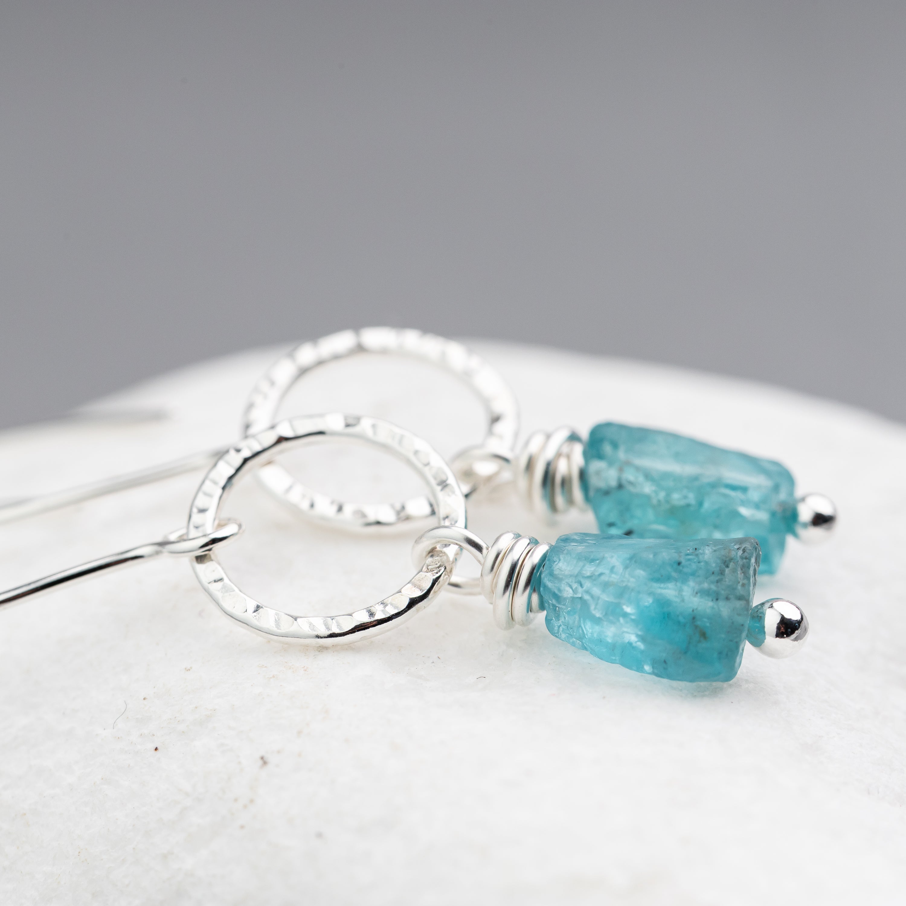 Raw Apatite Crystal Dangle Earrings