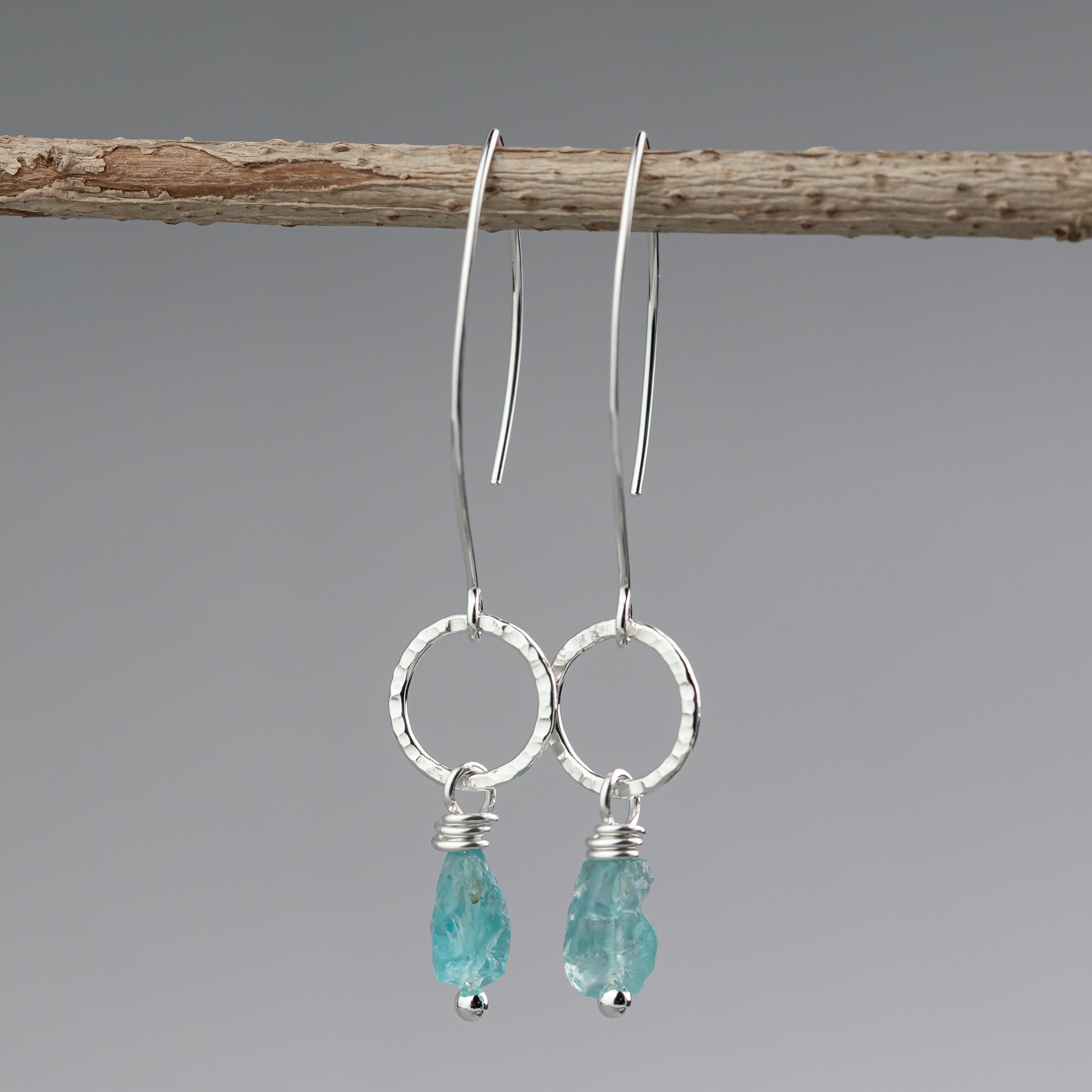Raw Apatite Crystal Dangle Earrings