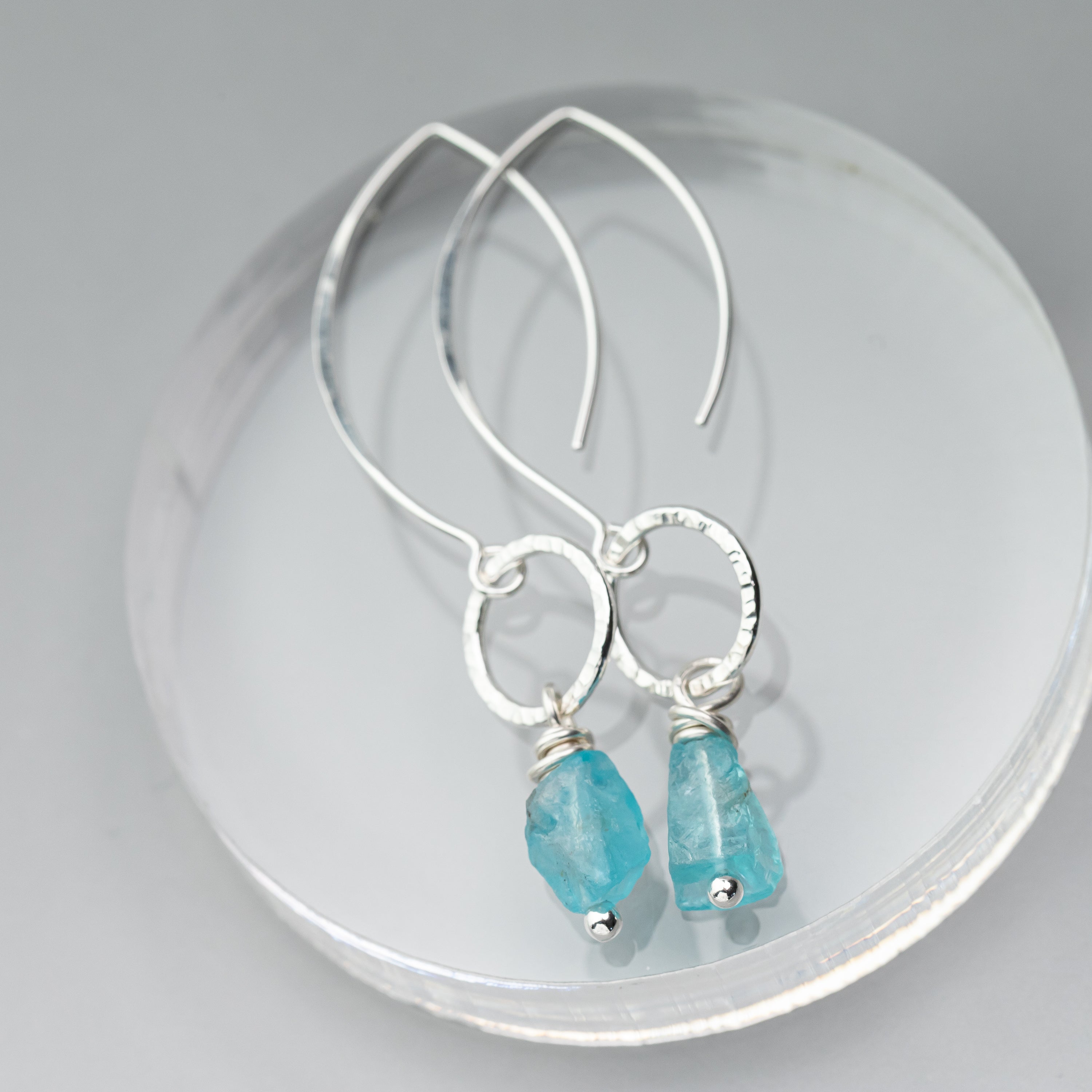 Raw Apatite Crystal Dangle Earrings
