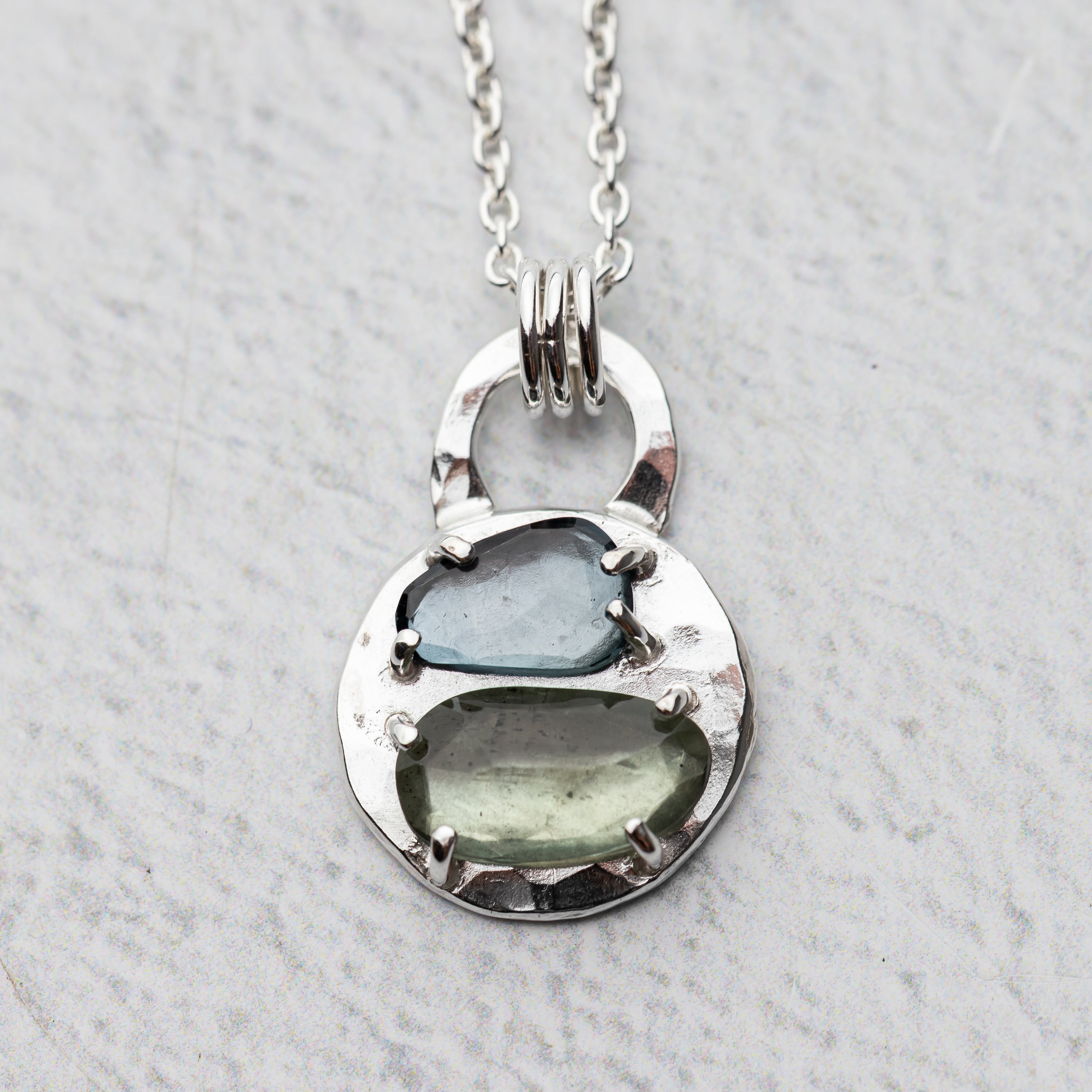 Blue Topaz and Moss Aqua Necklace
