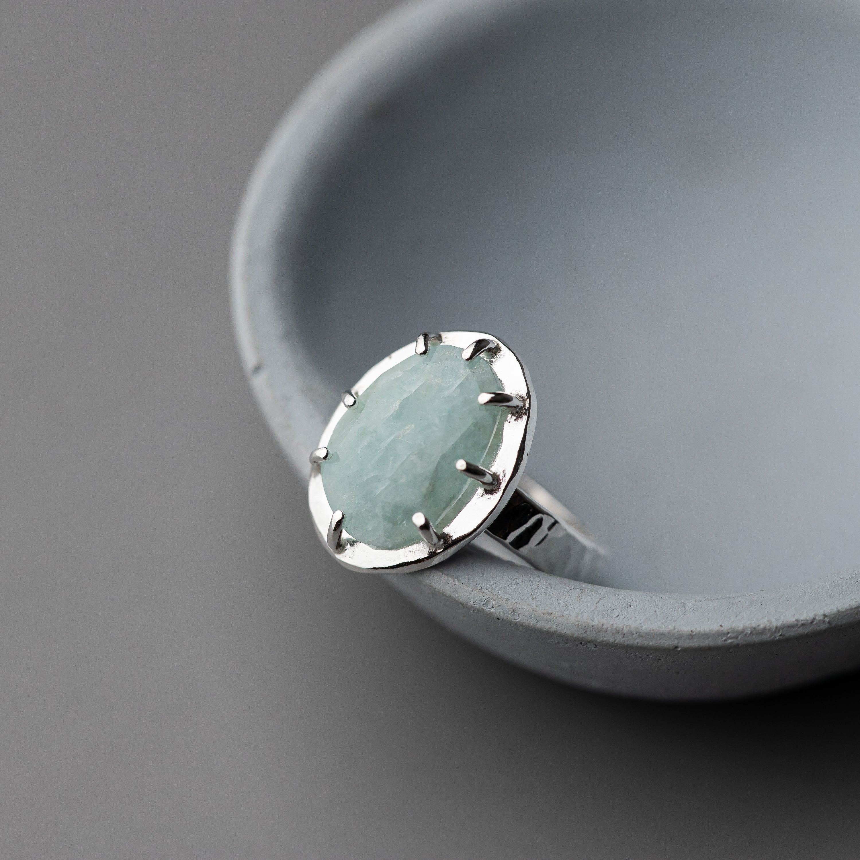 Milky Blue Aquamarine Ring - Size 9