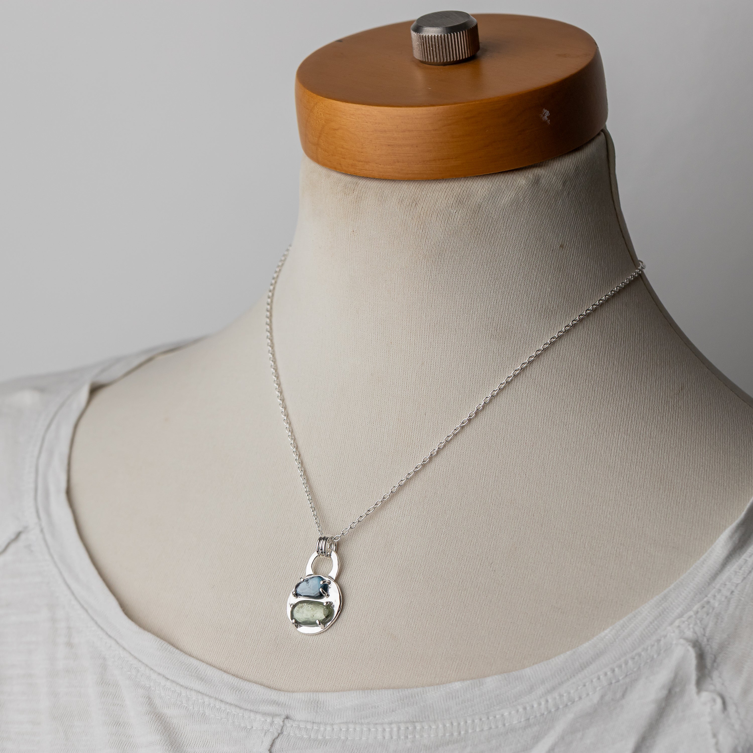Blue Topaz and Moss Aqua Necklace