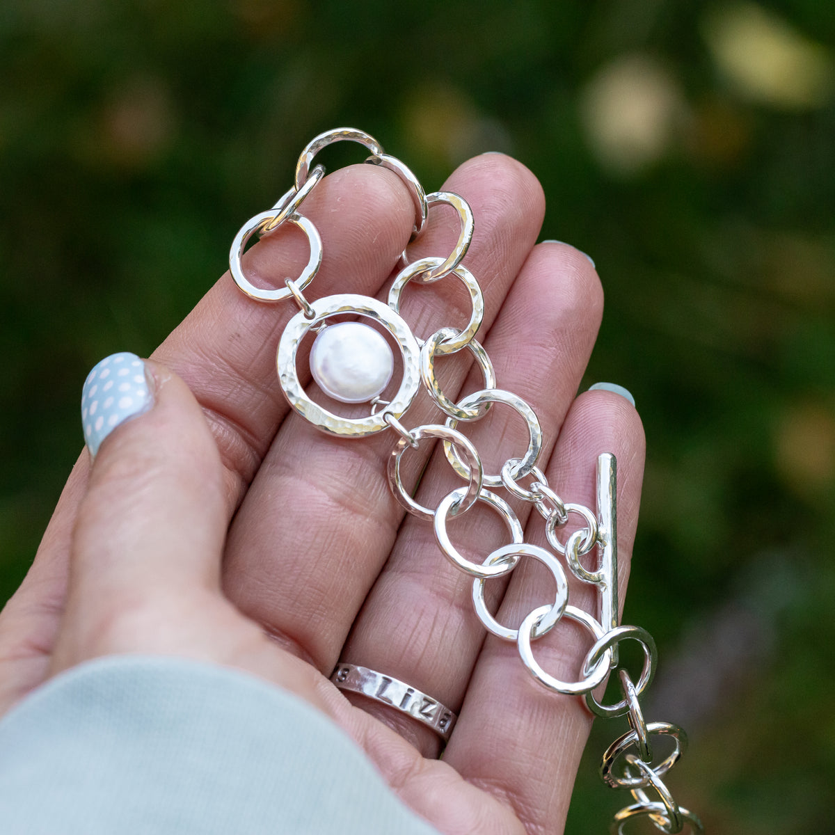 Coin Pearl Toggle Bracelet
