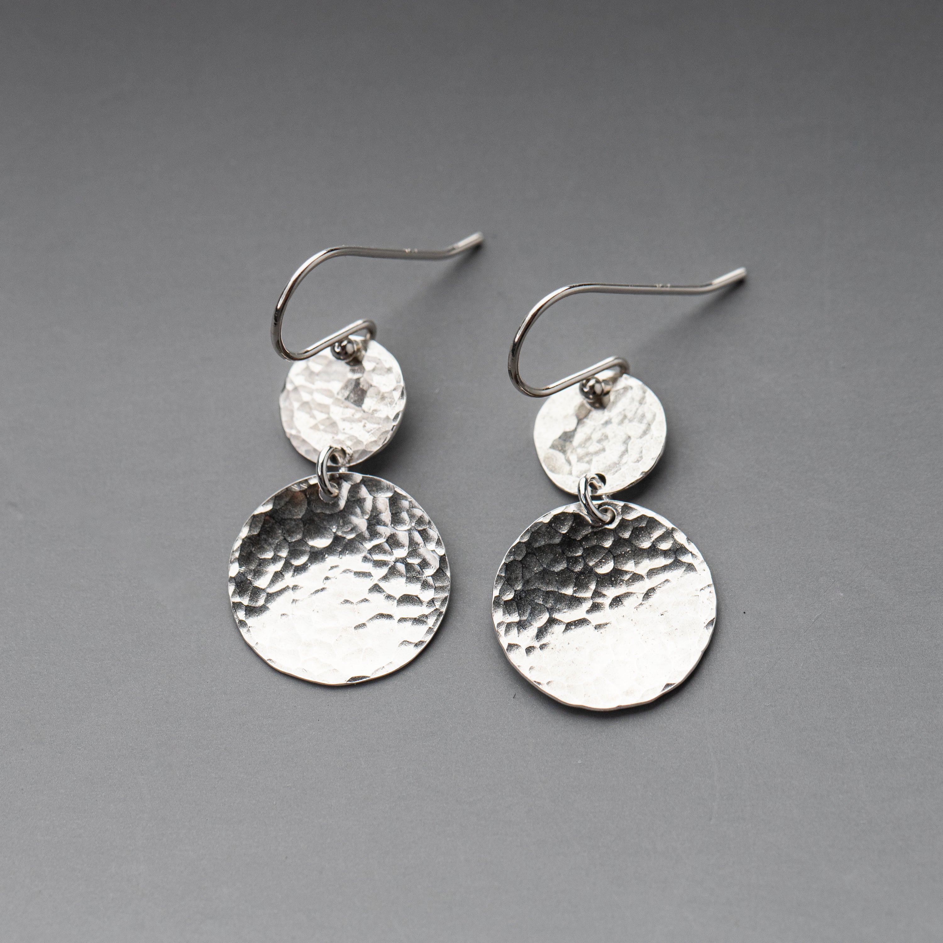Hammered Disc Earrings, Handmade Sterling Silver Jewelry – Lizardi