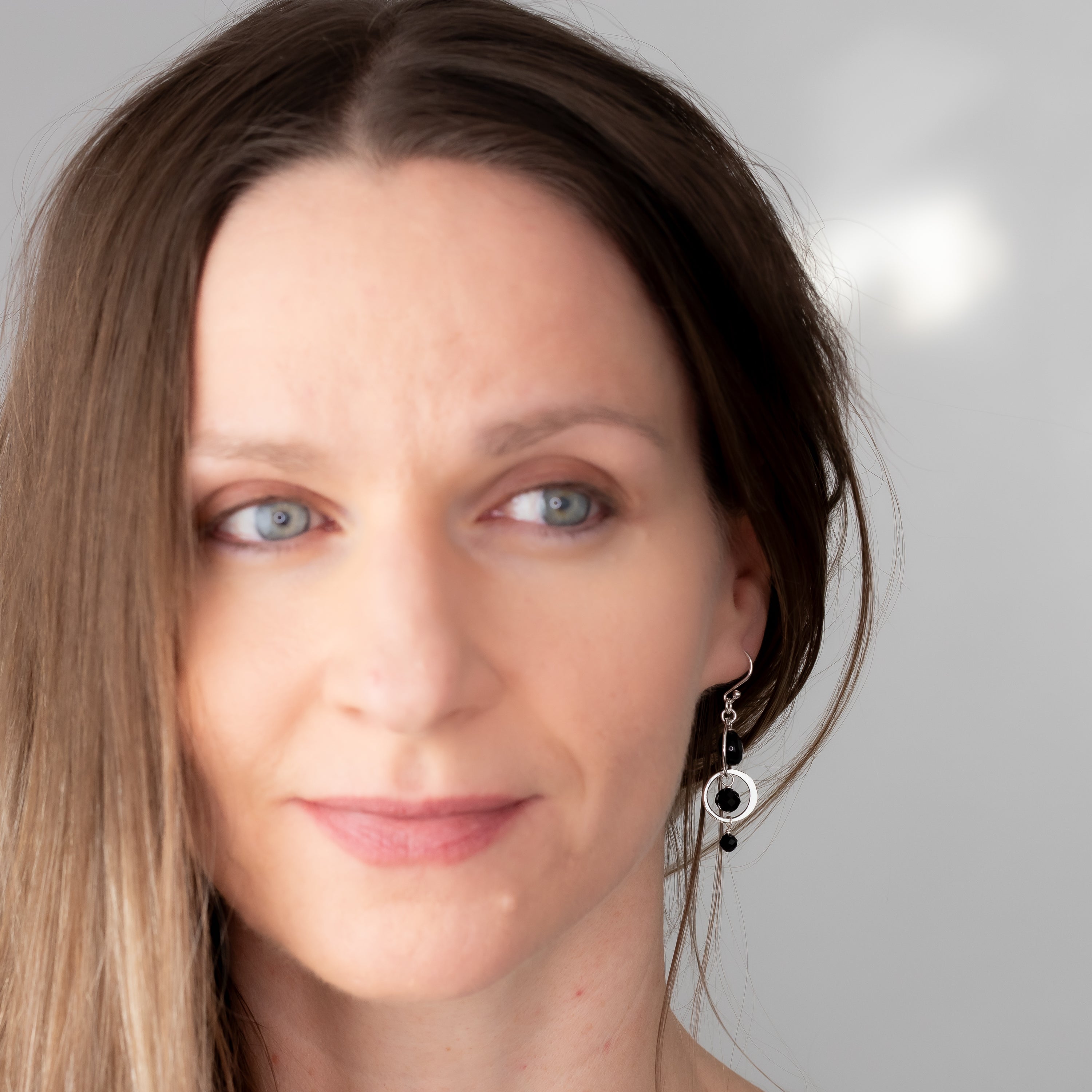 Black Tourmaline Circle Dangles