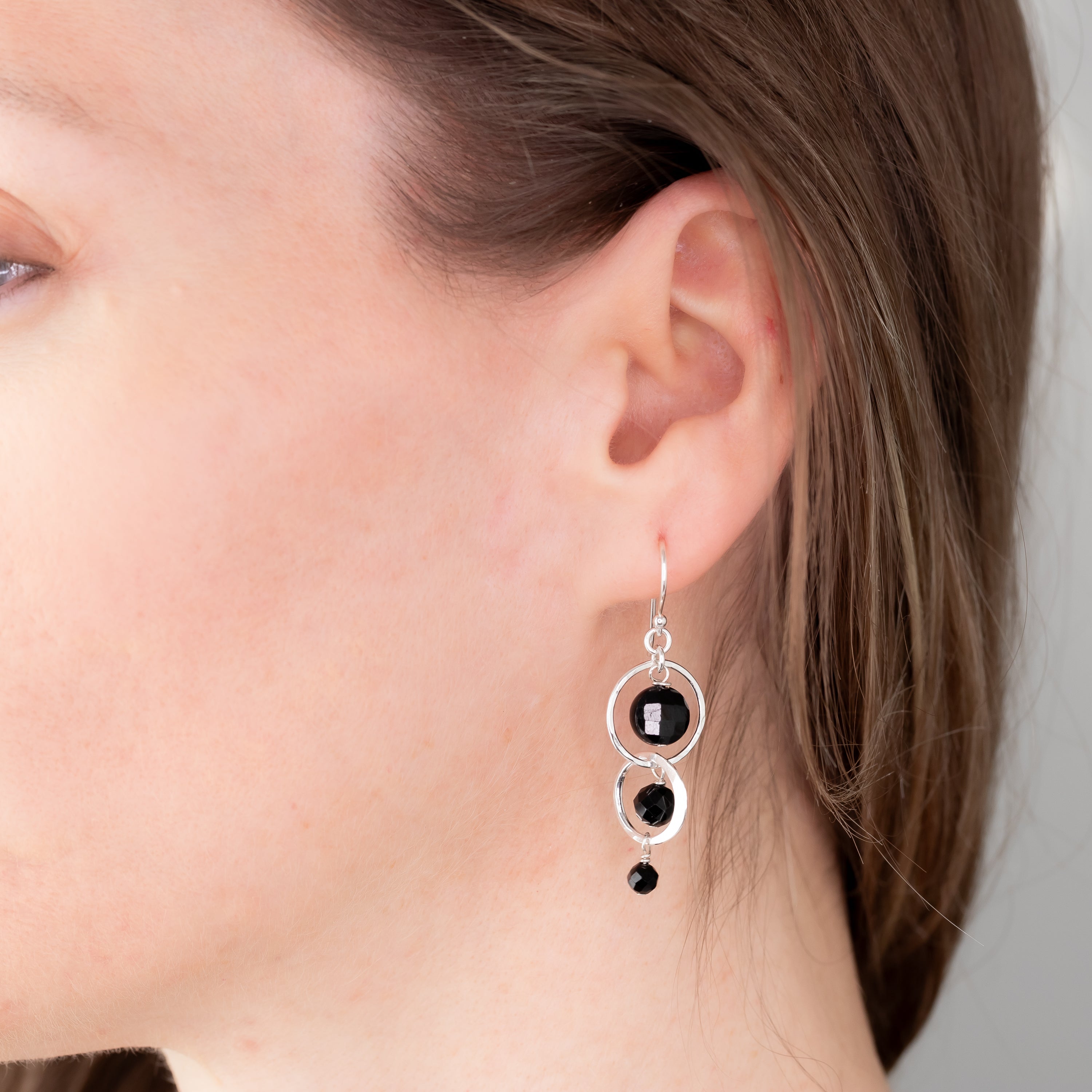 Black Tourmaline Circle Dangles