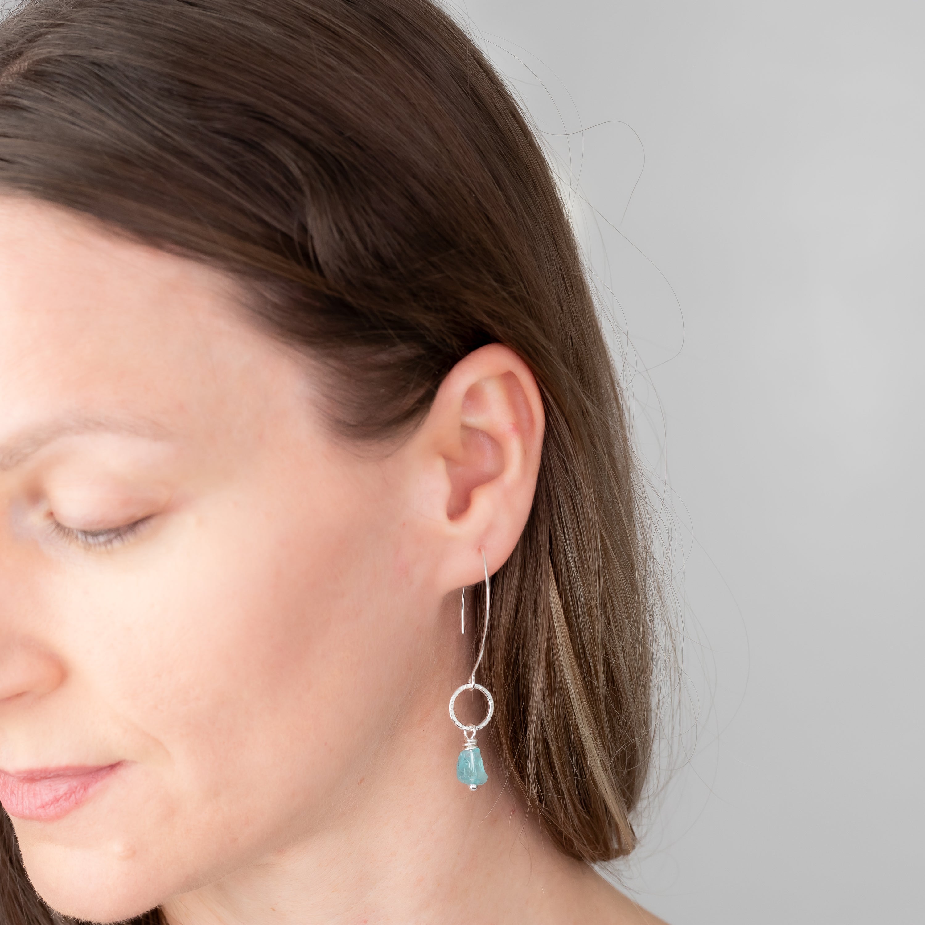Raw Apatite Crystal Dangle Earrings