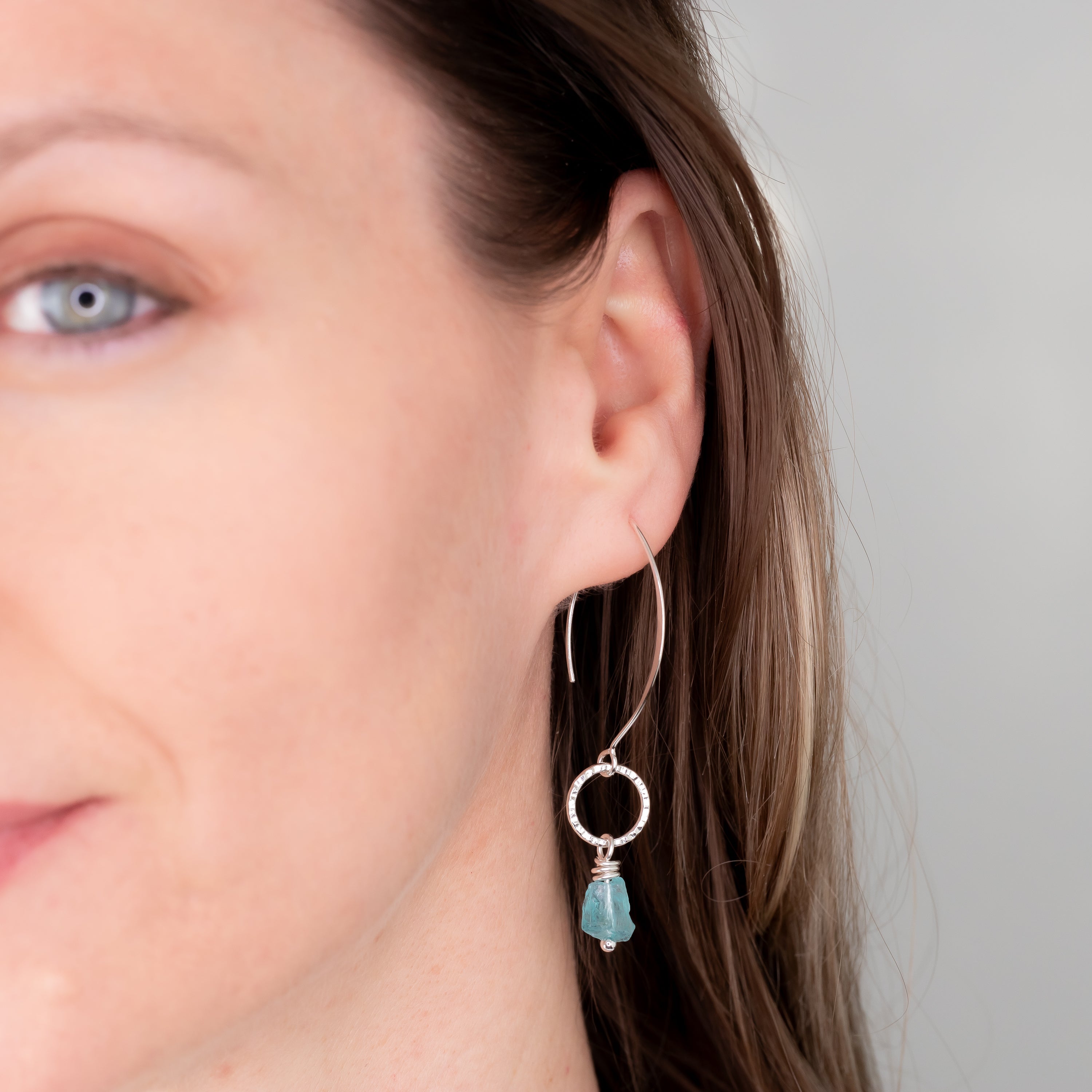 Raw Apatite Crystal Dangle Earrings