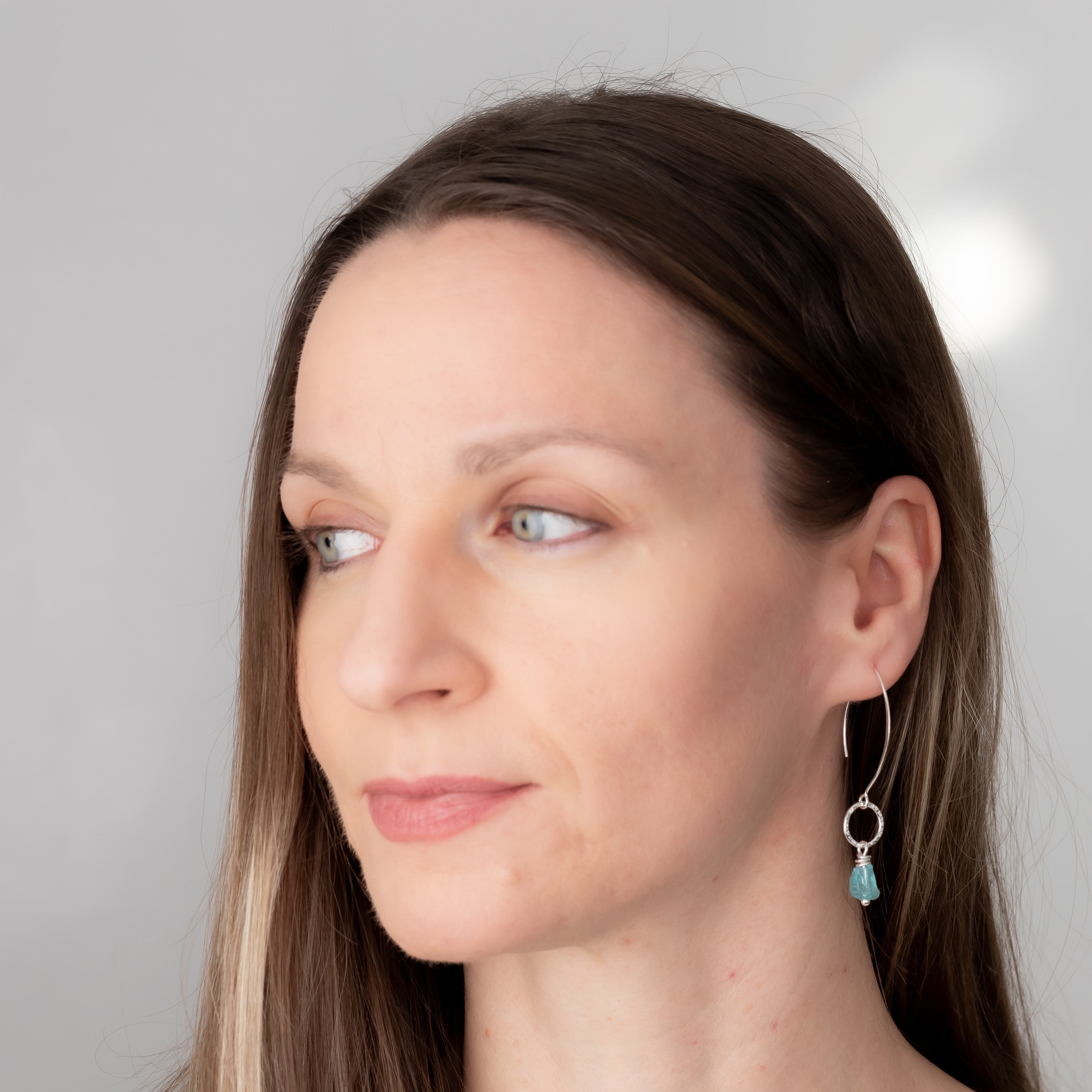 Raw Apatite Crystal Dangle Earrings