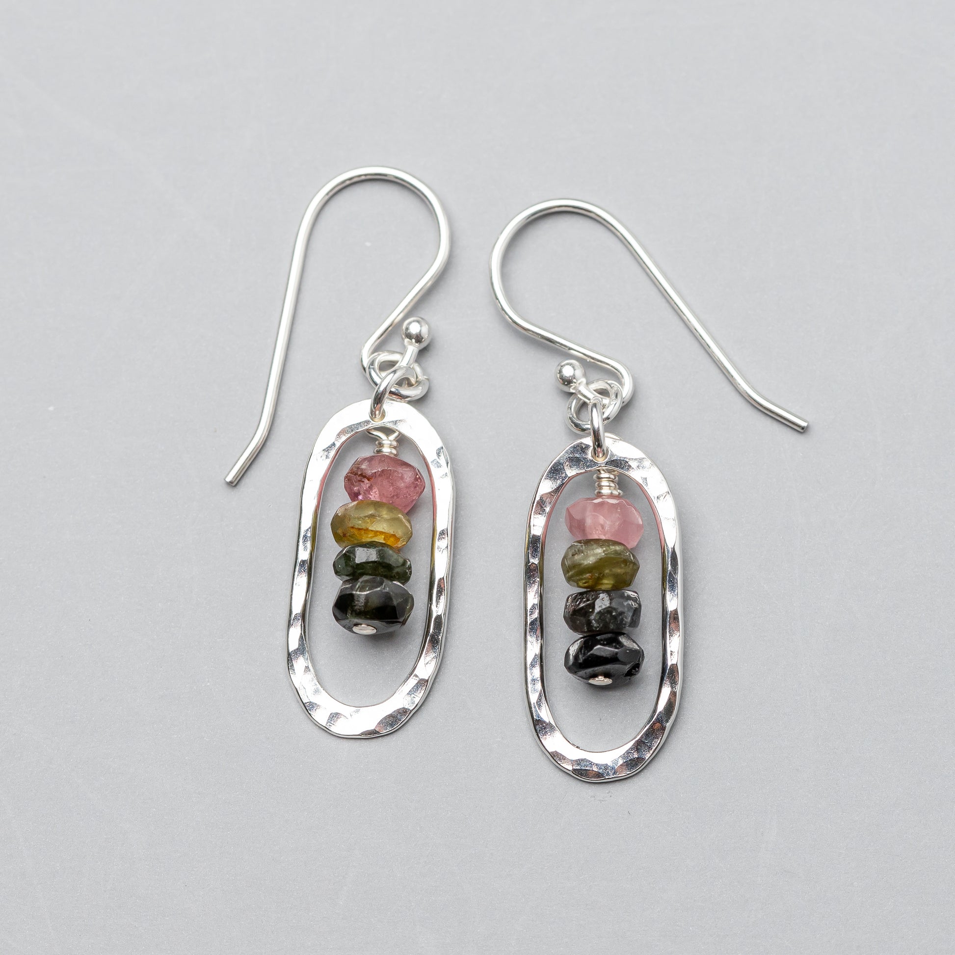 Handmade sterling silver and tourmaline earrings