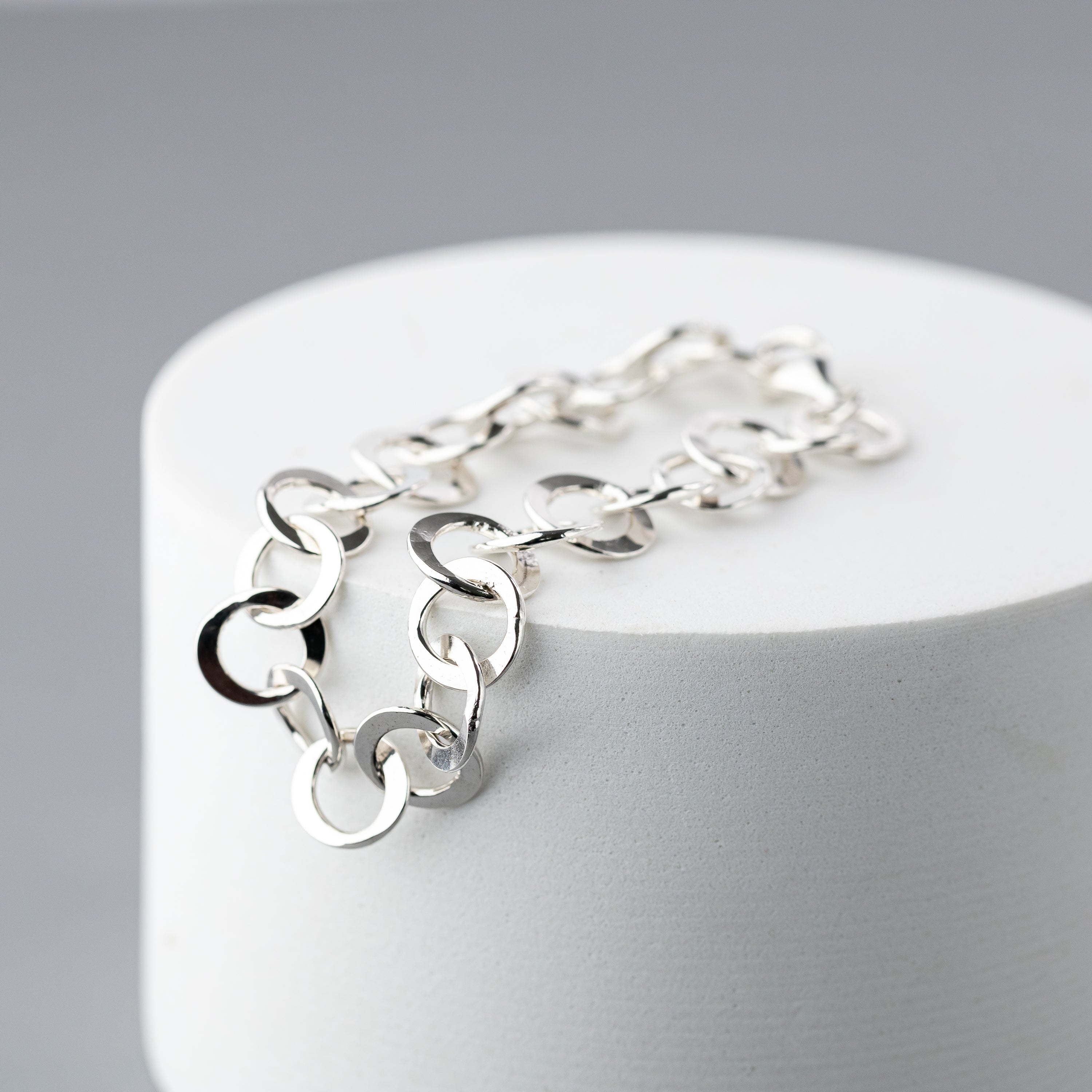 Chunky Silver Bracelet – Handmade Sterling Chain, Unisex Design