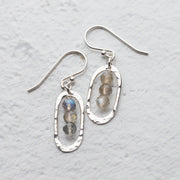 Handmade labradorite oval dangle earrings in Argentium silver
