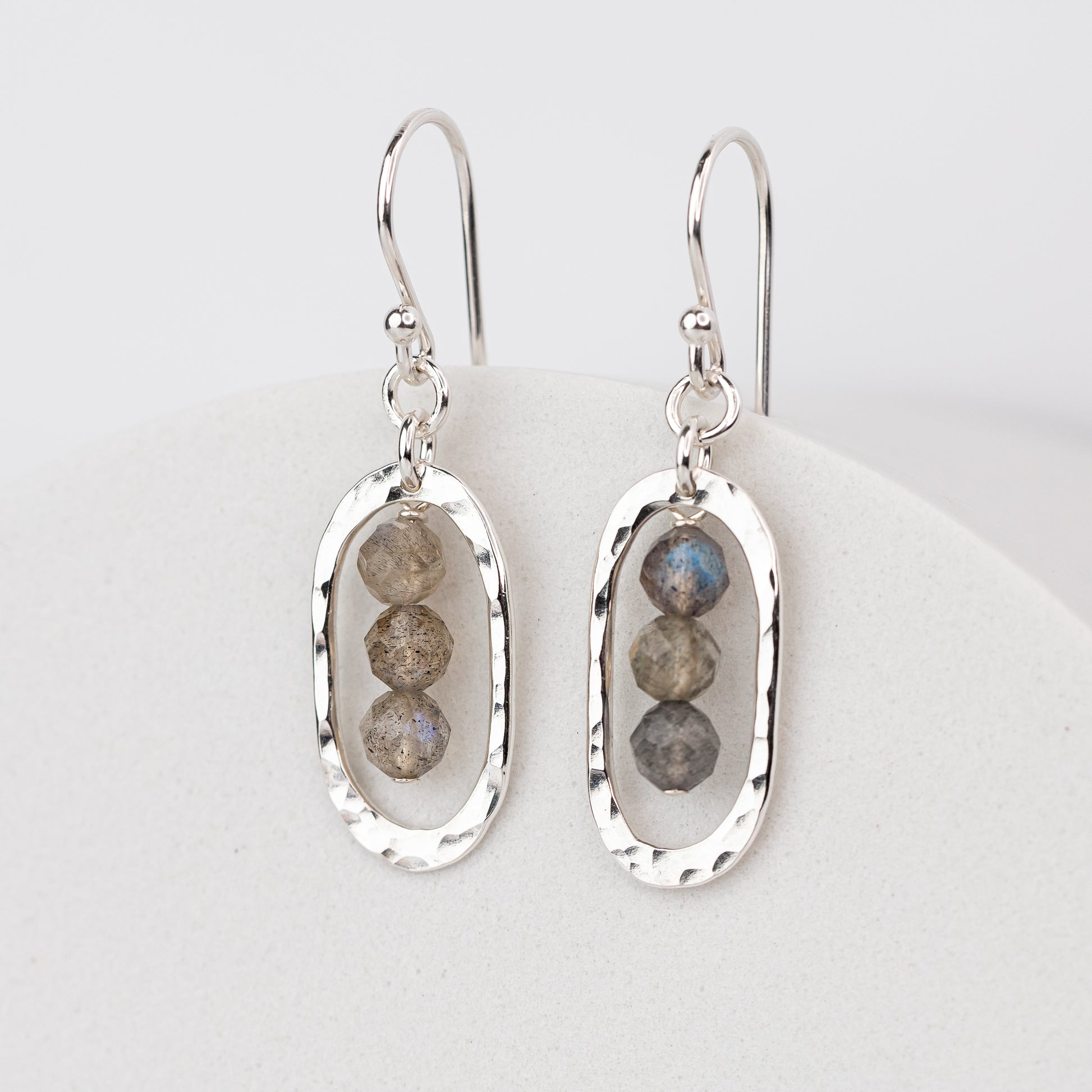 Labradorite oval earrings – nickel free sterling silver jewelry