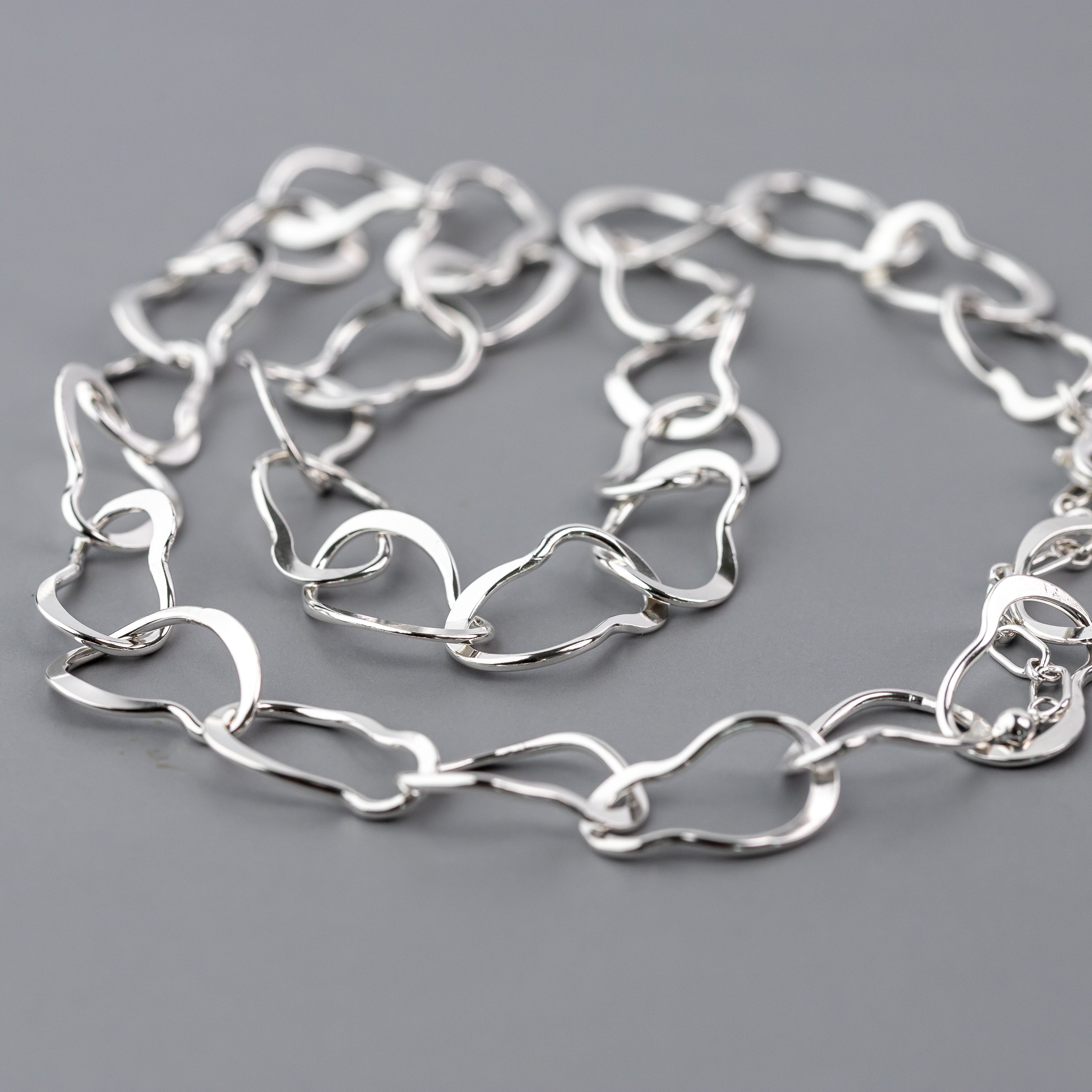 Handmade Sterling Silver Chain Necklace – Organic Hammered Links