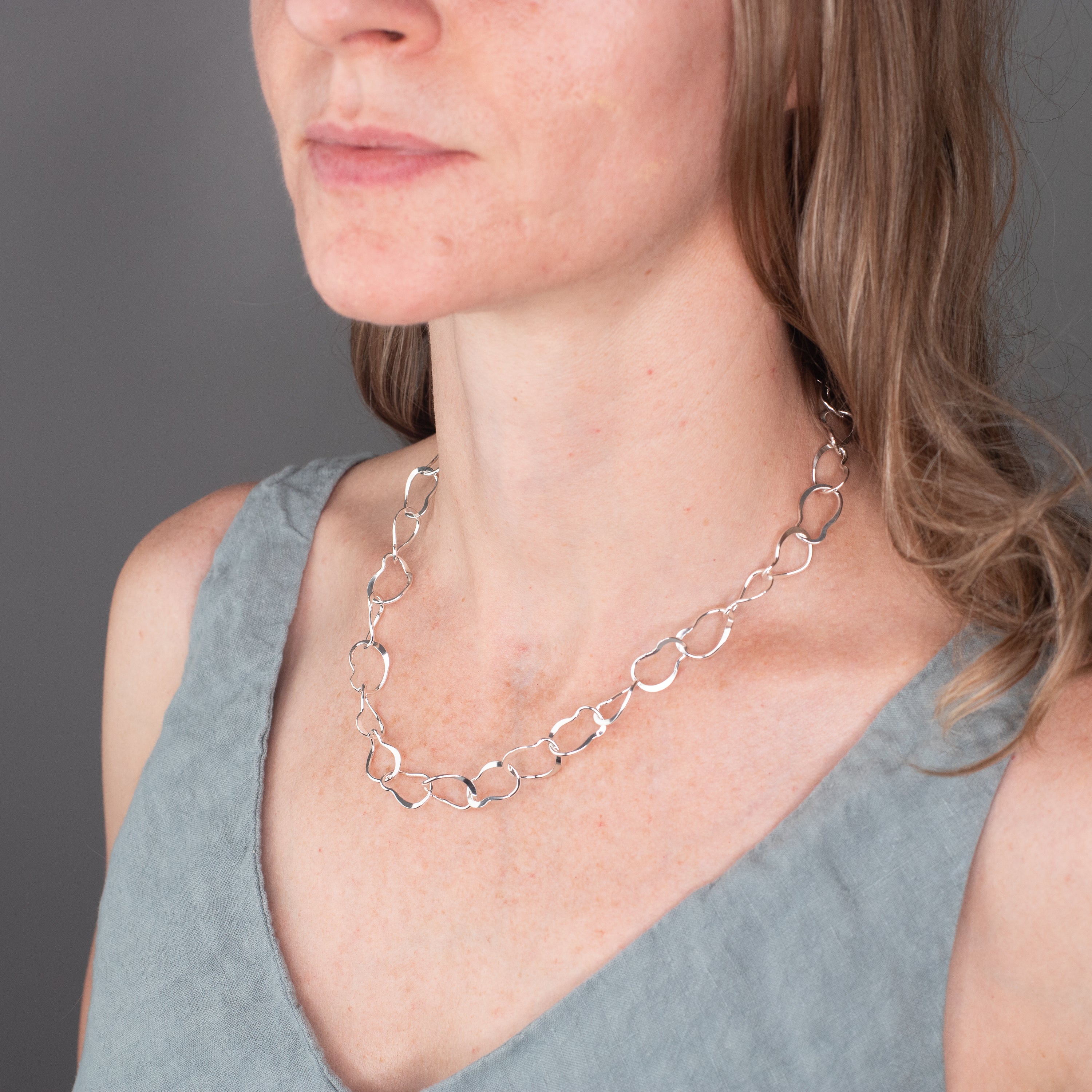 Handmade Organic Shaped Link Chain Necklace