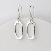 Handmade silver oval dangle earrings in Argentium sterling