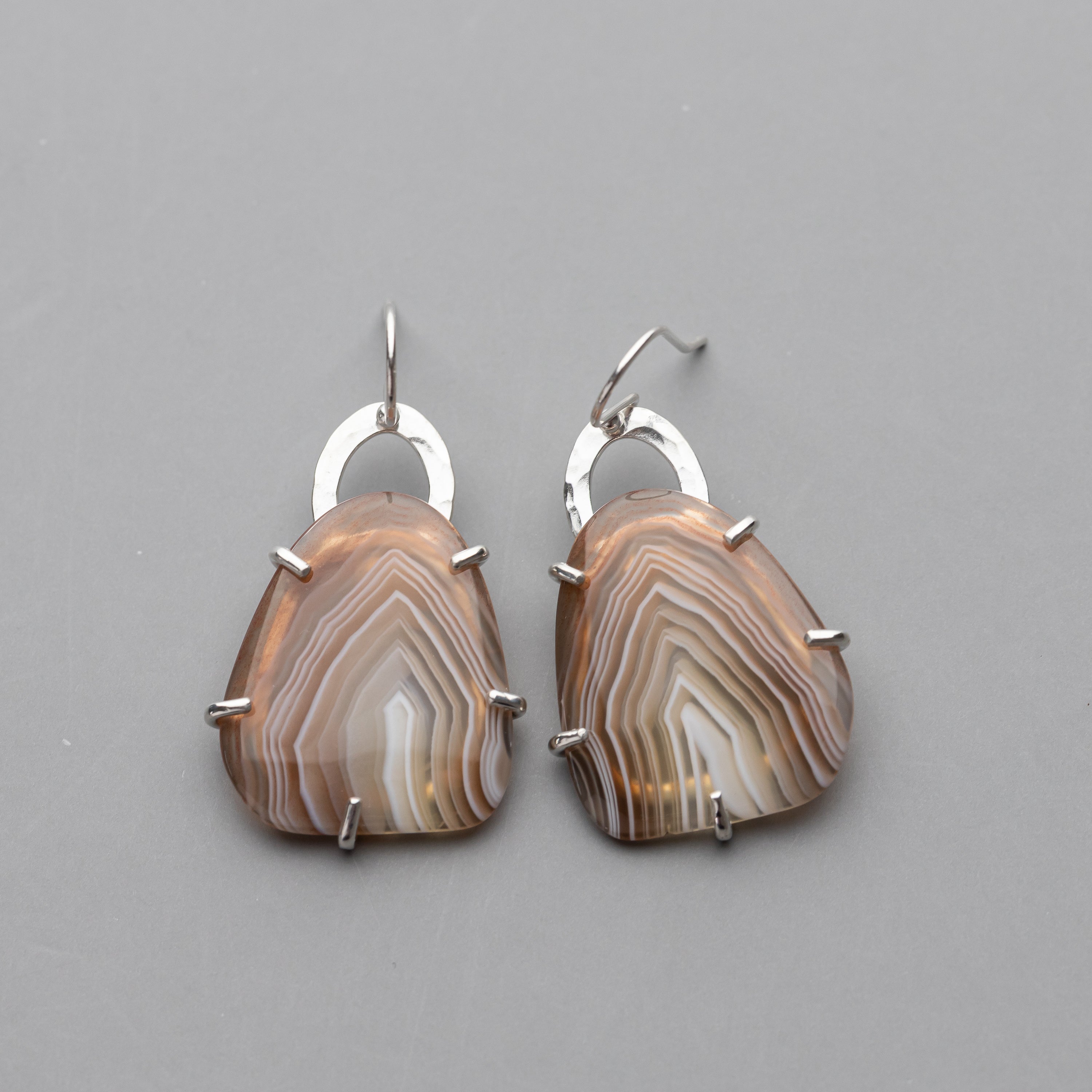 Prong Set Agate Earrings