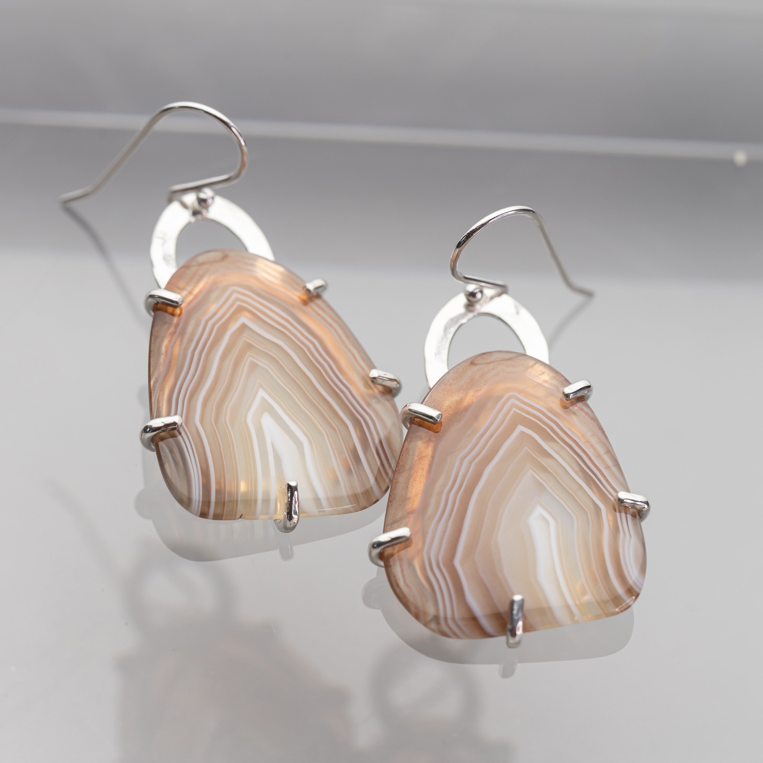 Prong Set Agate Earrings