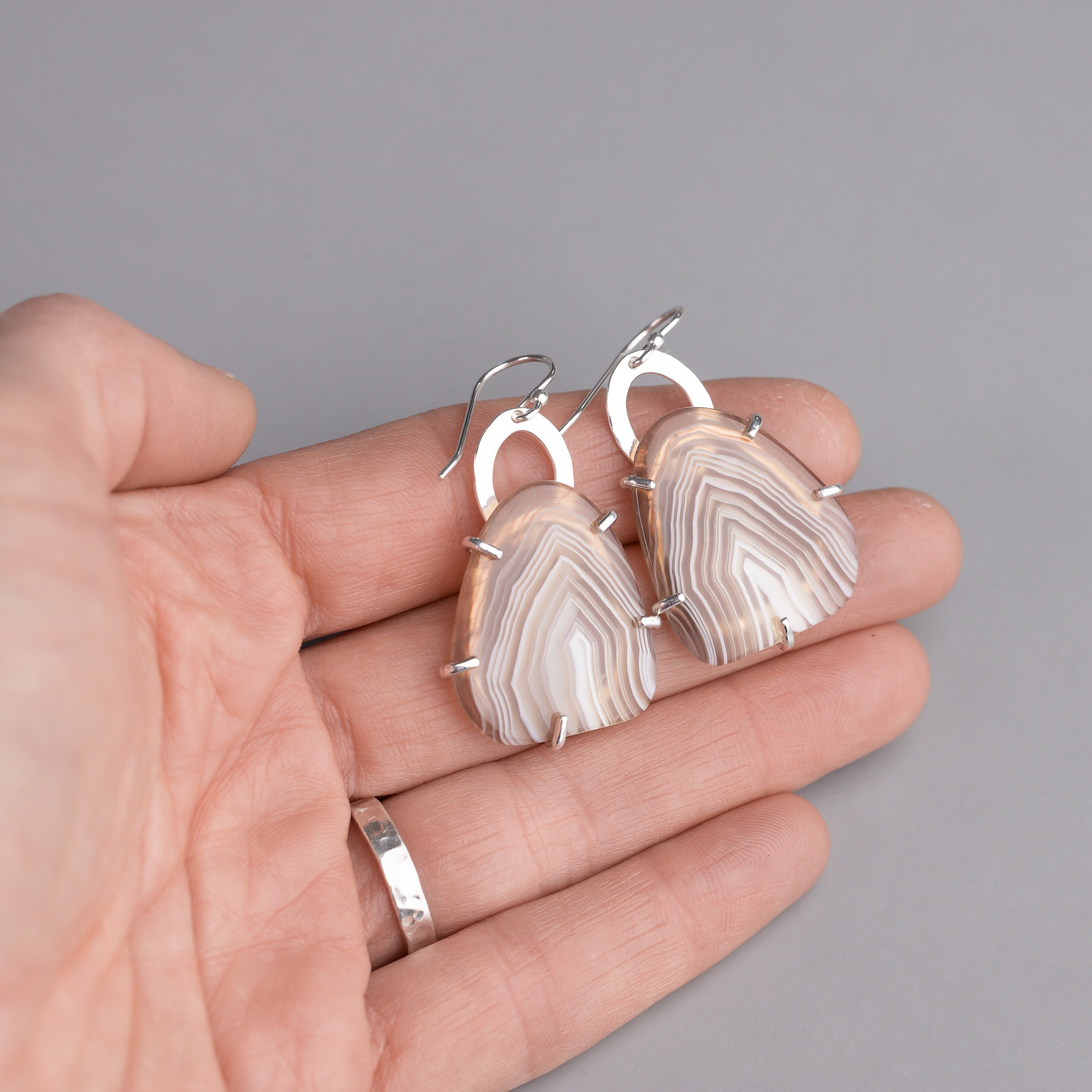 Prong Set Agate Earrings